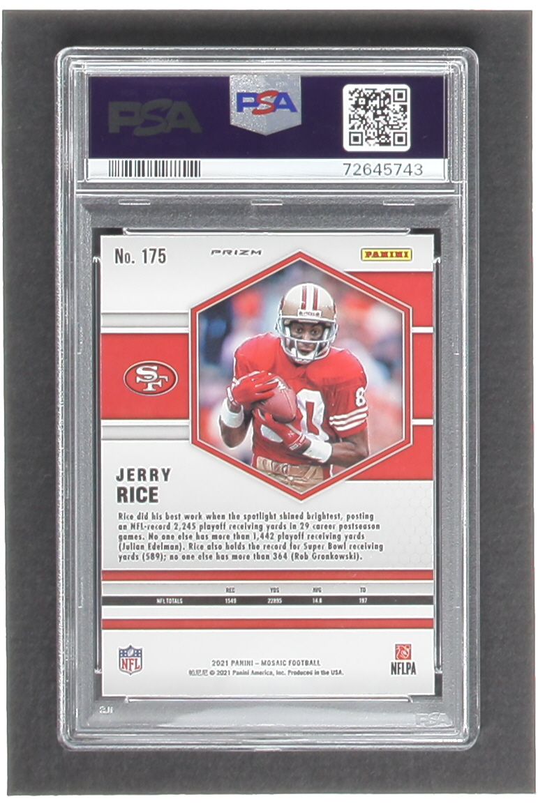 Jerry Rice Signed 2021 Panini Mosaic Mosaic Reactive Yellow #175 (PSA | Auto 9) at PristineAuction.com Jerry Rice Signed 2021 Panini Mosaic Mosaic Reactive Yellow #175 (PSA | Auto 9) at PristineAuction.com