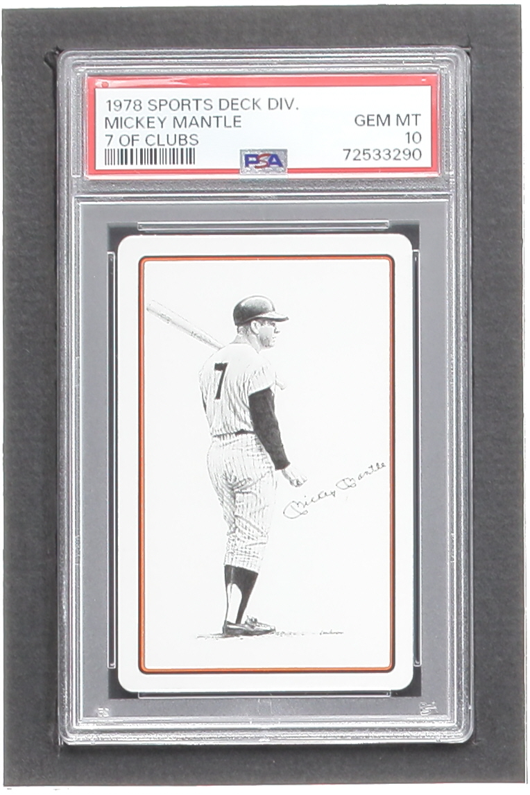 Mickey Mantle 1978 Sports Deck Seven of Clubs (PSA 10) at PristineAuction.com Mickey Mantle 1978 Sports Deck Seven of Clubs (PSA 10) at PristineAuction.com