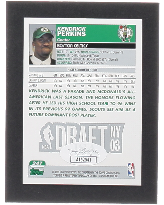 Kendrick Perkins Signed 2003-04 Topps #247 RC (JSA) at PristineAuction.com Kendrick Perkins Signed 2003-04 Topps #247 RC (JSA) at PristineAuction.com