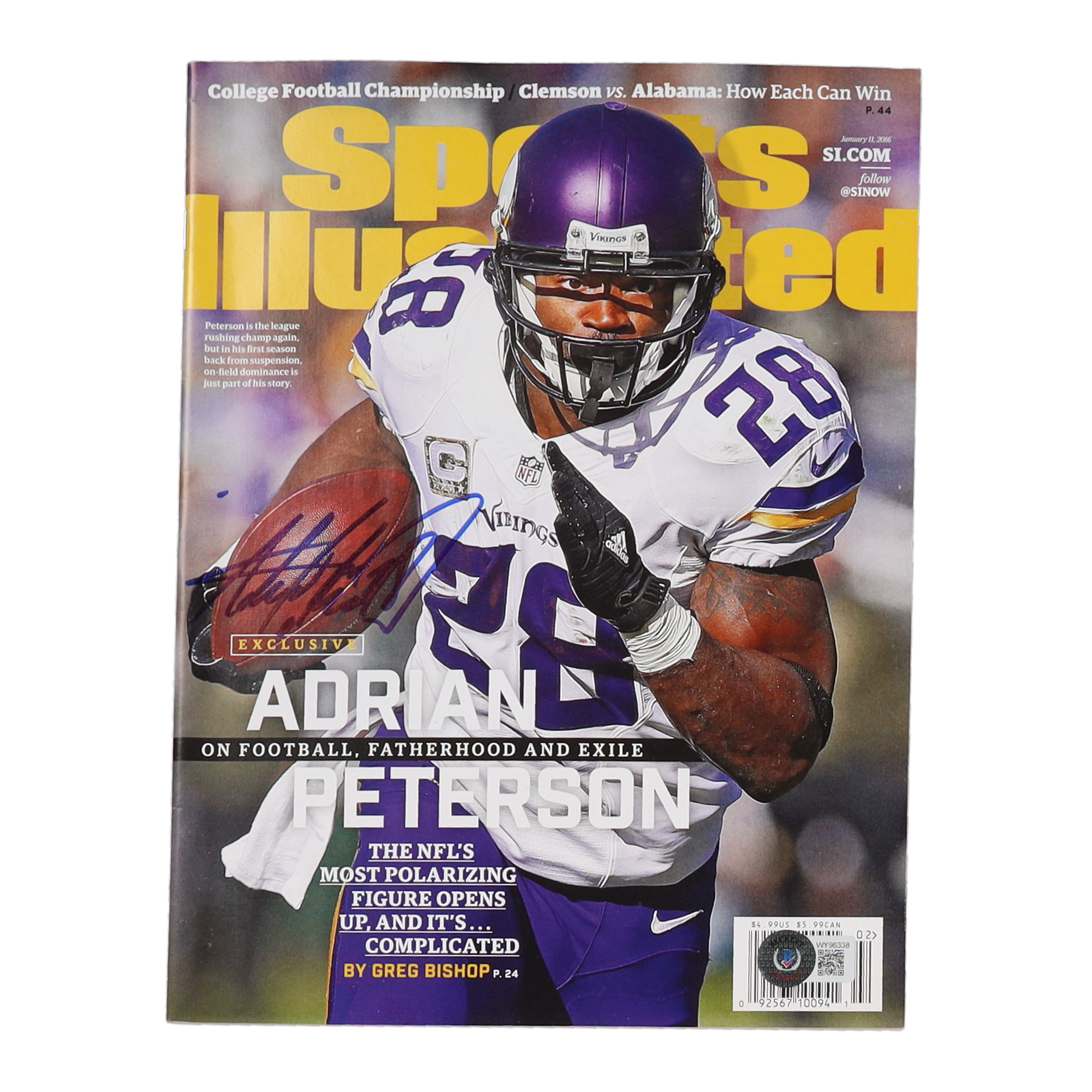 Adrian Peterson Signed 2016 Sports Illustrated Magazine (Beckett) at PristineAuction.com Adrian Peterson Signed 2016 Sports Illustrated Magazine (Beckett) at PristineAuction.com