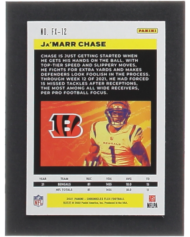 Ja'Marr Chase 2021 Panini Chronicles Flux Rookies #12 RC at PristineAuction.com Ja'Marr Chase 2021 Panini Chronicles Flux Rookies #12 RC at PristineAuction.com