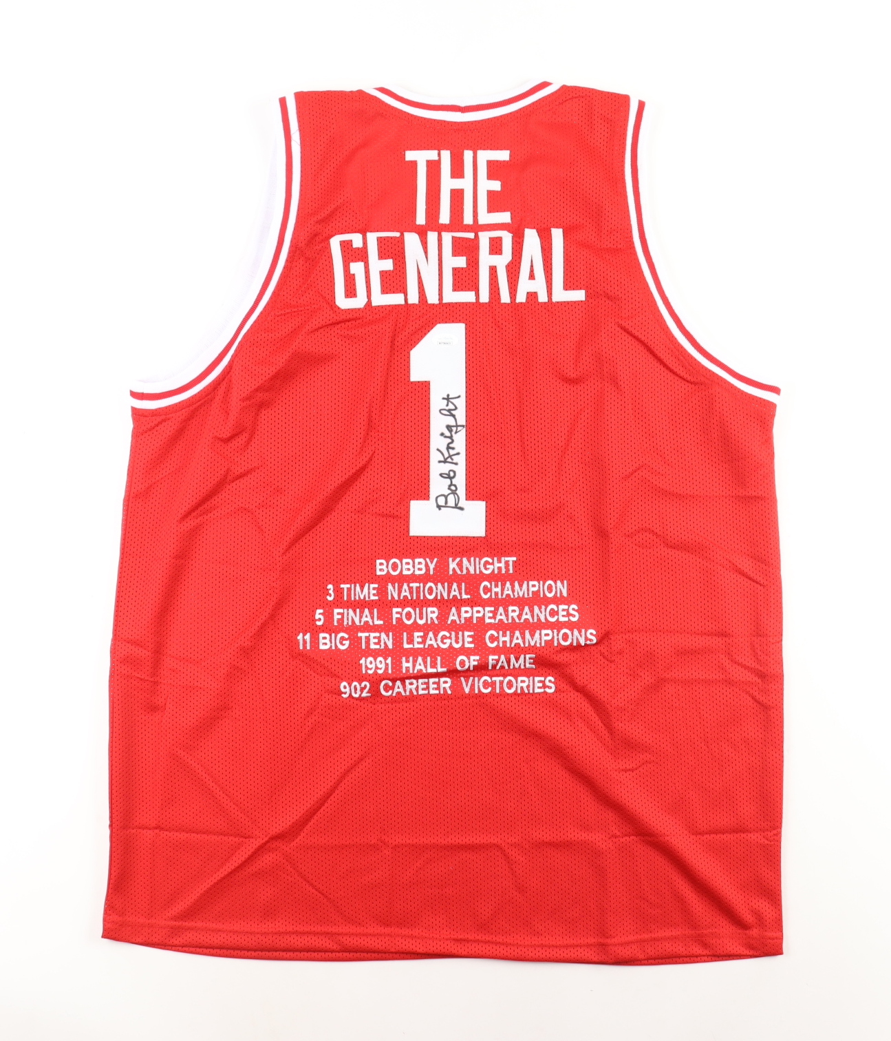 Bob Knight Signed Career Highlight Stat Jersey (JSA) at PristineAuction.com Bob Knight Signed Career Highlight Stat Jersey (JSA) at PristineAuction.com