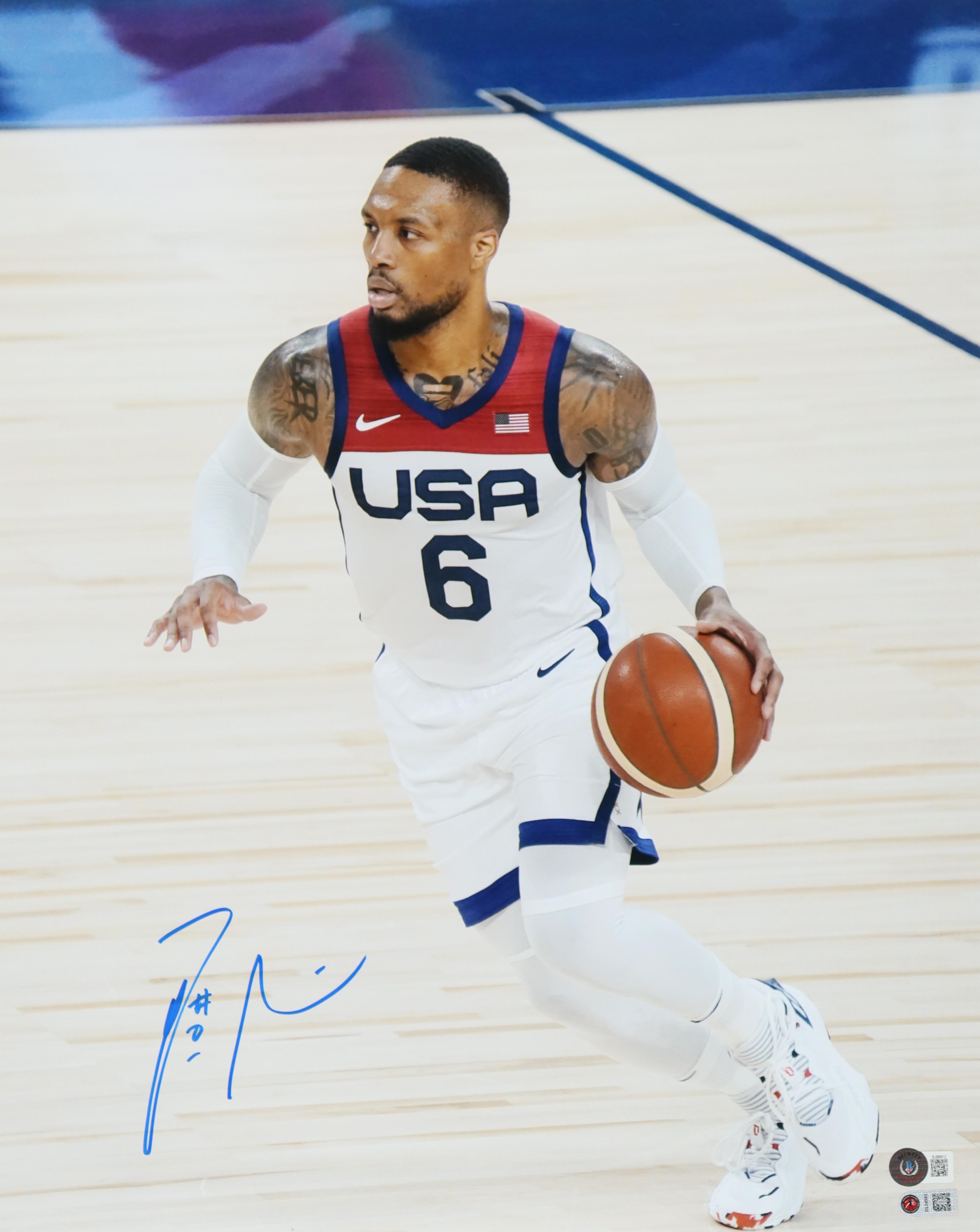 Damian Lillard Signed Team USA 16x20 Photo (Beckett & Lillard) at PristineAuction.com Damian Lillard Signed Team USA 16x20 Photo (Beckett & Lillard) at PristineAuction.com