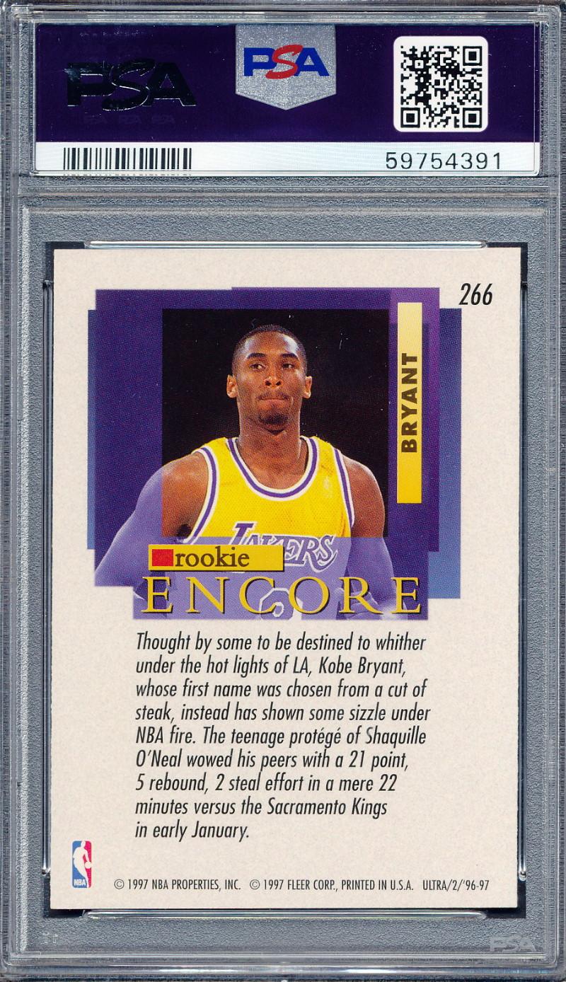 Kobe Bryant 1996-97 Ultra #266 Rookie Encore RC (PSA 8) at PristineAuction.com Kobe Bryant 1996-97 Ultra #266 Rookie Encore RC (PSA 8) at PristineAuction.com