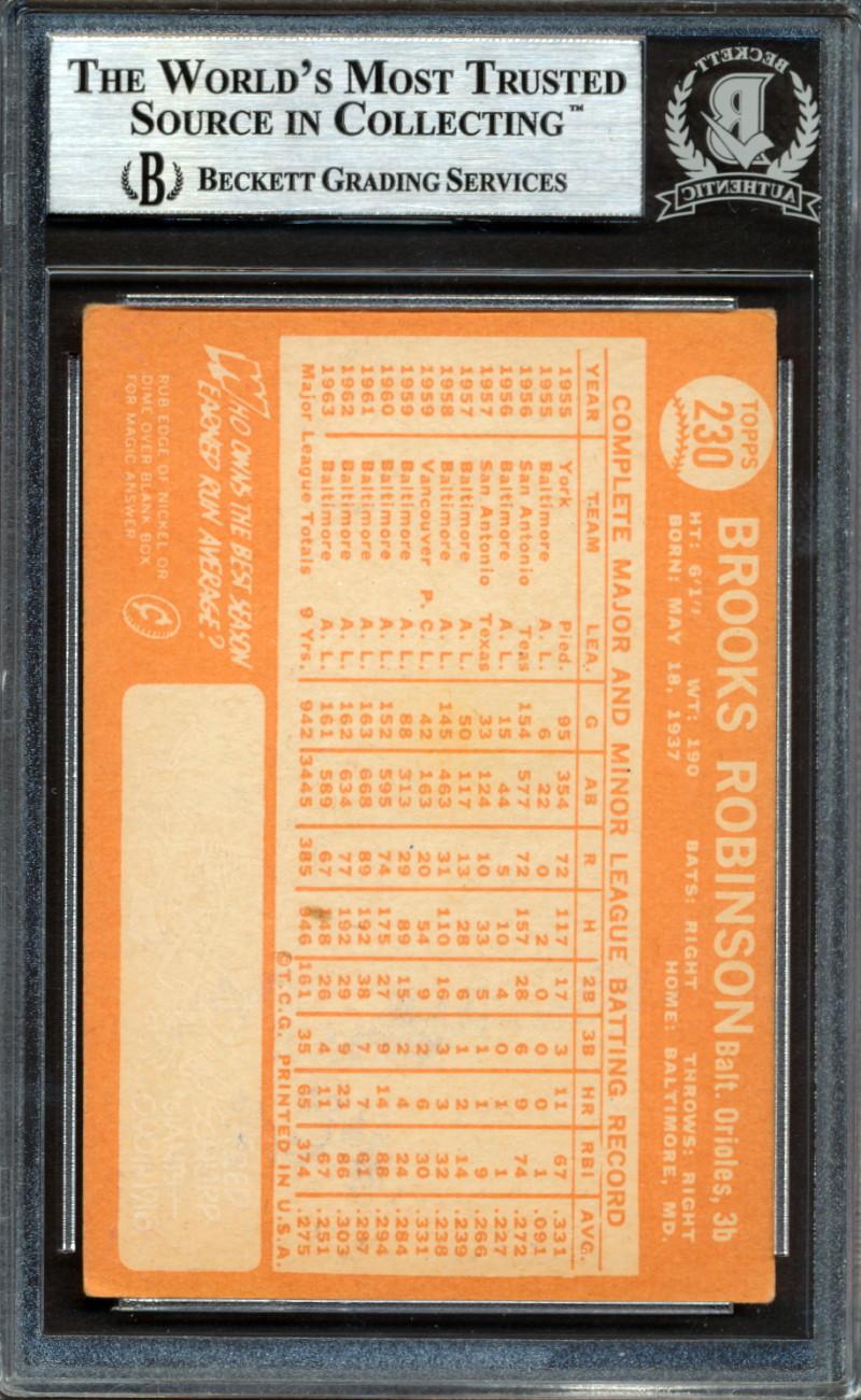 Brooks Robinson Signed 1964 Topps #230 (BGS) at PristineAuction.com Brooks Robinson Signed 1964 Topps #230 (BGS) at PristineAuction.com