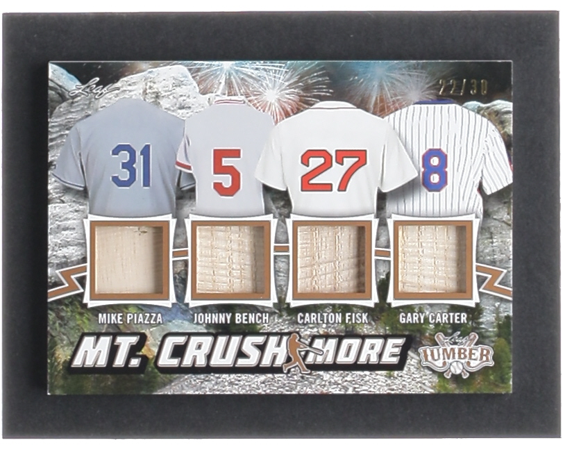 Mike Piazza / Johnny Bench / Carlton Fisk / Gary Carter 2021 Leaf Lumber Mt. Crushmore #MC14 #22/30 at PristineAuction.com Mike Piazza / Johnny Bench / Carlton Fisk / Gary Carter 2021 Leaf Lumber Mt. Crushmore #MC14 #22/30 at PristineAuction.com