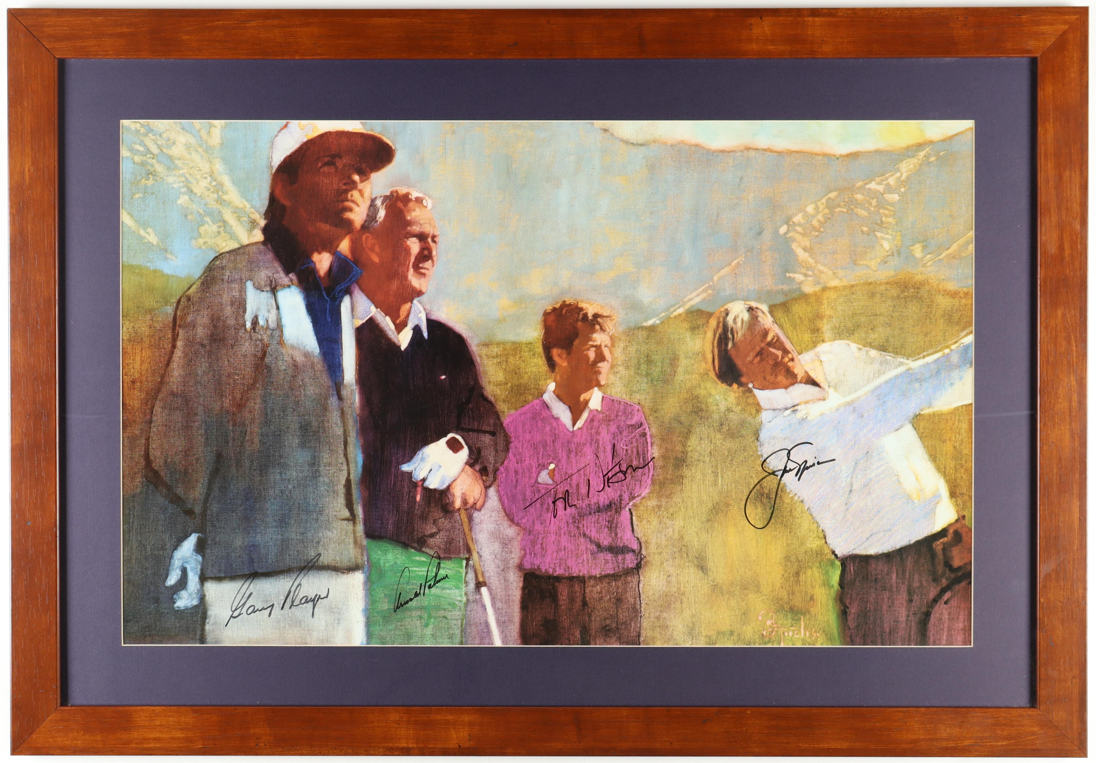 Golf Legends Custom Framed Poster Signed by (4) with Jack Nicklaus, Arnold Palmer, Tom Watson & Gary Player (Beckett) at PristineAuction.com Golf Legends Custom Framed Poster Signed by (4) with Jack Nicklaus, Arnold Palmer, Tom Watson & Gary Player (Beckett) at PristineAuction.com