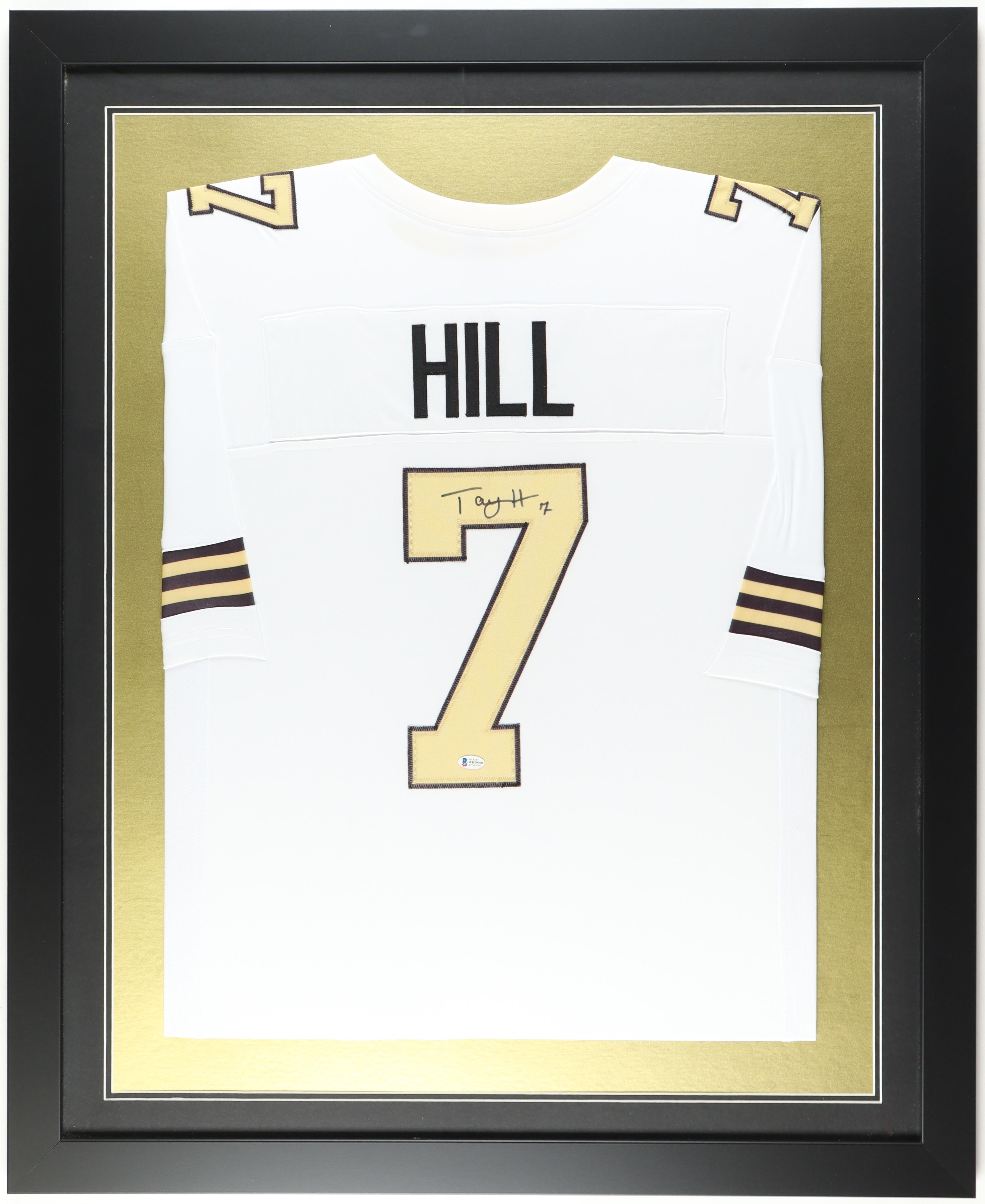 Taysom Hill Signed Custom Framed Jersey Display (Beckett) at PristineAuction.com Taysom Hill Signed Custom Framed Jersey Display (Beckett) at PristineAuction.com