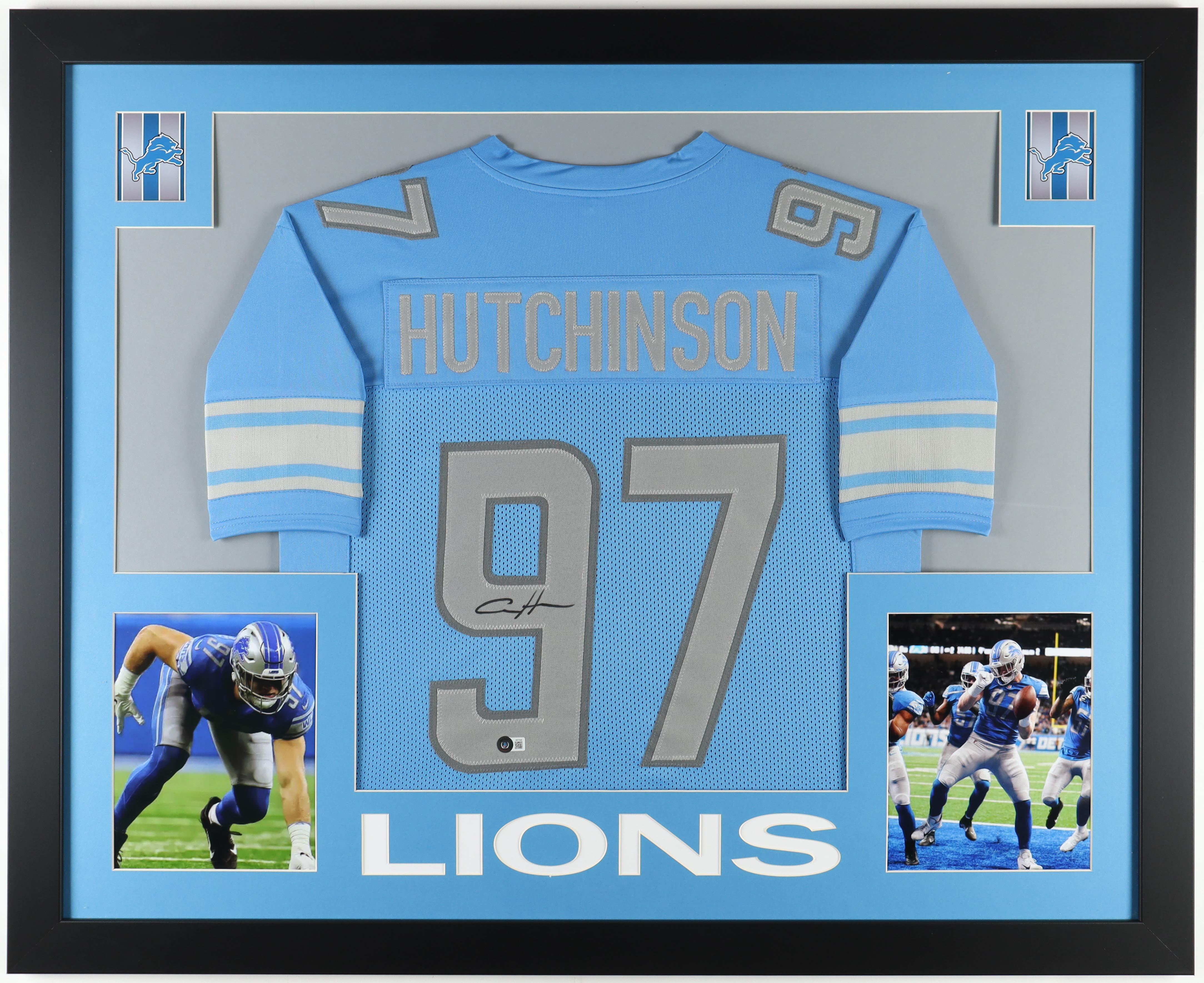 Aidan Hutchinson Signed Custom Framed Jersey Display (Beckett) at PristineAuction.com Aidan Hutchinson Signed Custom Framed Jersey Display (Beckett) at PristineAuction.com