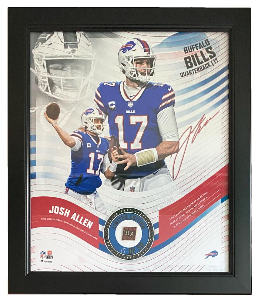 Josh Allen Bills 15x17 LE Custom Framed Display with Piece of Game-Used Football at PristineAuction.com Josh Allen Bills 15x17 LE Custom Framed Display with Piece of Game-Used Football at PristineAuction.com