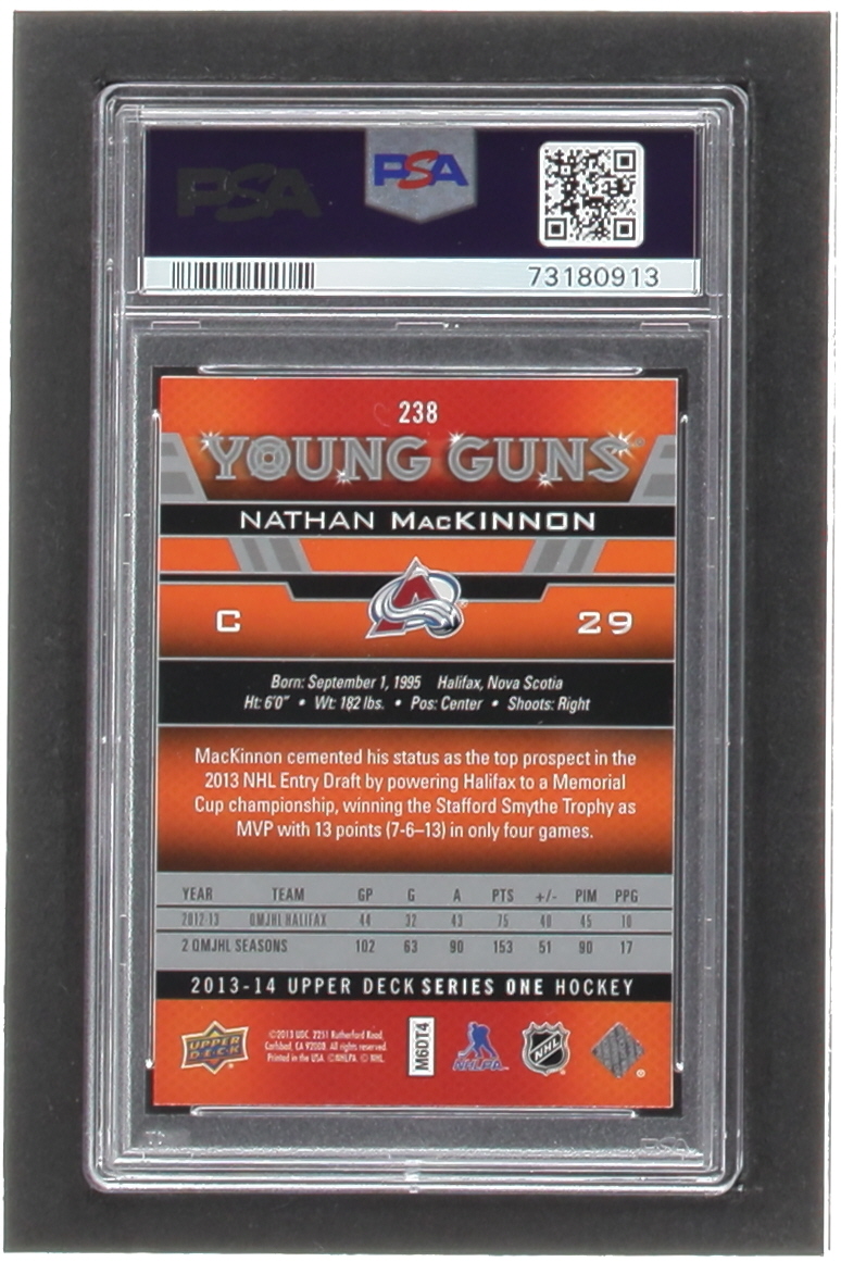 Nathan MacKinnon 2013-14 Upper Deck #238 YG RC (PSA 10) at PristineAuction.com Nathan MacKinnon 2013-14 Upper Deck #238 YG RC (PSA 10) at PristineAuction.com