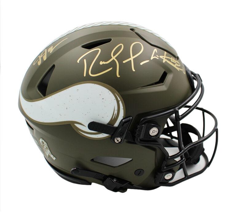 Randy Moss, Justin Jefferson & Cris Carter Signed Vikings Full-Size Authentic On-Field Salute to Service Alternate Speed-Flex Helmet (Schwartz) at PristineAuction.com Randy Moss, Justin Jefferson & Cris Carter Signed Vikings Full-Size Authentic On-Field Salute to Service Alternate Speed-Flex Helmet (Schwartz) at PristineAuction.com