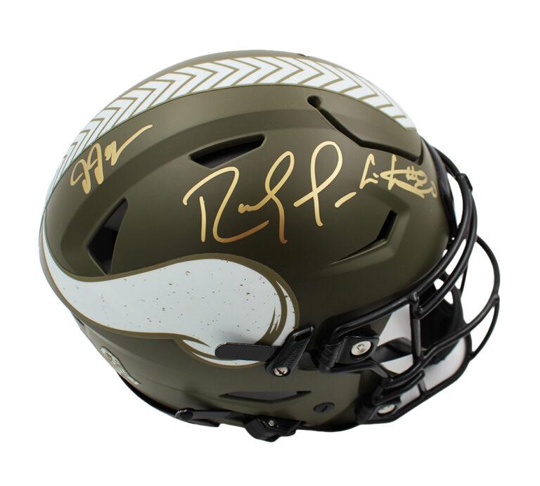 Randy Moss, Justin Jefferson & Cris Carter Signed Vikings Full-Size Authentic On-Field Salute to Service Alternate Speed-Flex Helmet (Schwartz) at PristineAuction.com Randy Moss, Justin Jefferson & Cris Carter Signed Vikings Full-Size Authentic On-Field Salute to Service Alternate Speed-Flex Helmet (Schwartz) at PristineAuction.com