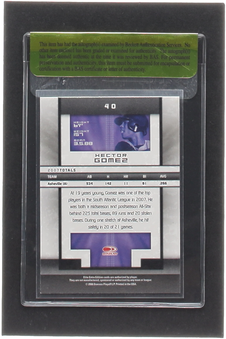 Hector Gomez Signed 2008 Donruss Elite Extra Edition #40 (Beckett) at PristineAuction.com Hector Gomez Signed 2008 Donruss Elite Extra Edition #40 (Beckett) at PristineAuction.com