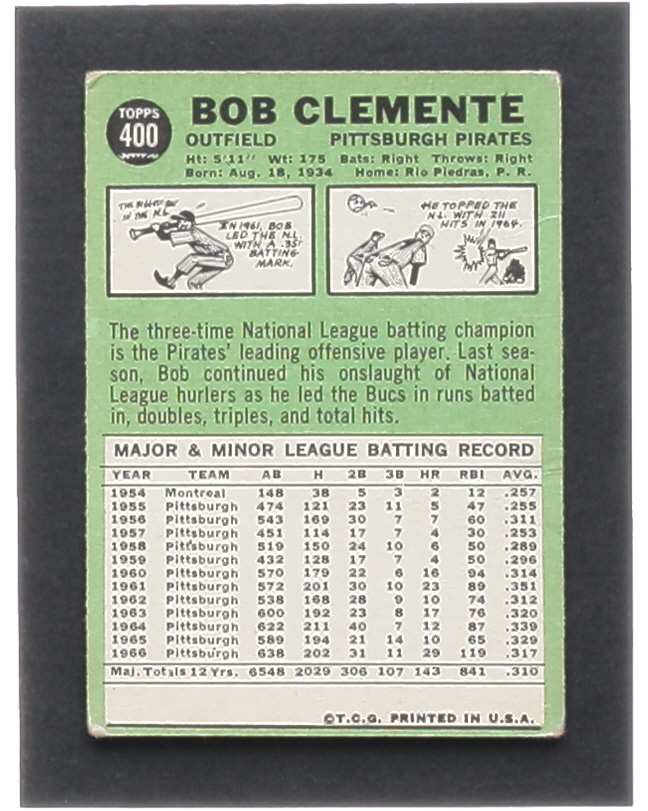 Bob Clemente 1967 Topps #400 DP at PristineAuction.com Bob Clemente 1967 Topps #400 DP at PristineAuction.com