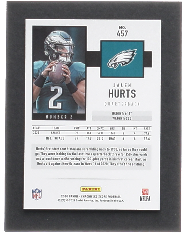 Jalen Hurts 2020 Score #457 Chronicles RC at PristineAuction.com Jalen Hurts 2020 Score #457 Chronicles RC at PristineAuction.com