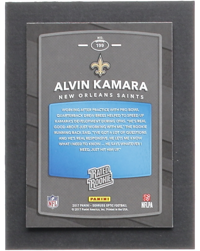 Alvin Kamara 2017 Donruss Optic #199 RR RC at PristineAuction.com Alvin Kamara 2017 Donruss Optic #199 RR RC at PristineAuction.com