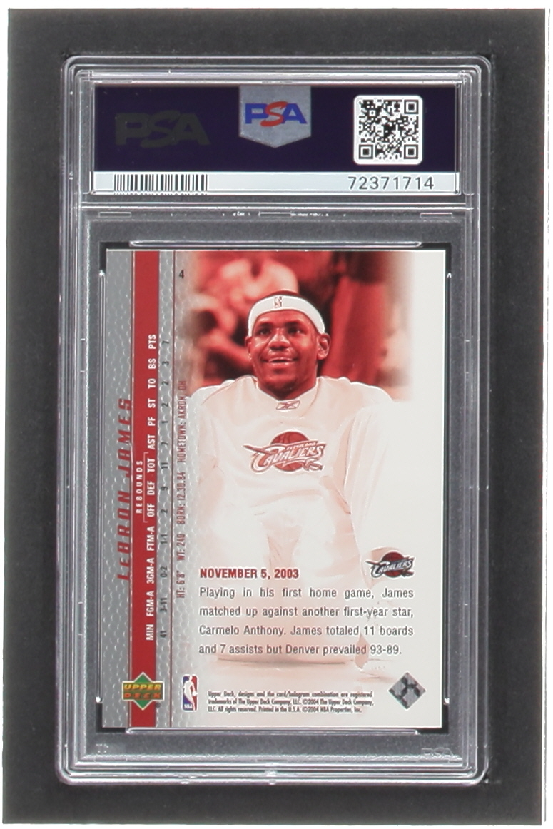 LeBron James 2003-04 Upper Deck Phenomenal Beginning LeBron James #4 RC / Loose and Confident (PSA 10) at PristineAuction.com LeBron James 2003-04 Upper Deck Phenomenal Beginning LeBron James #4 RC / Loose and Confident (PSA 10) at PristineAuction.com