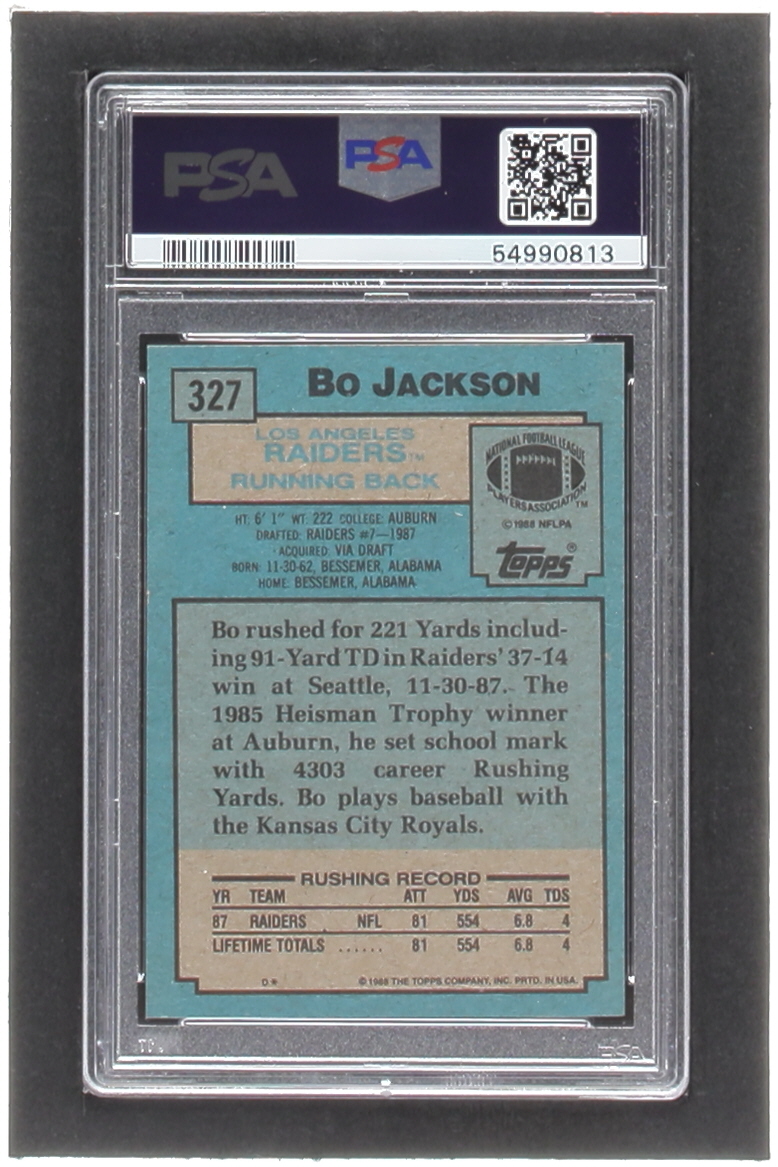 Bo Jackson 1988 Topps #327 SR RC (PSA 8) at PristineAuction.com Bo Jackson 1988 Topps #327 SR RC (PSA 8) at PristineAuction.com