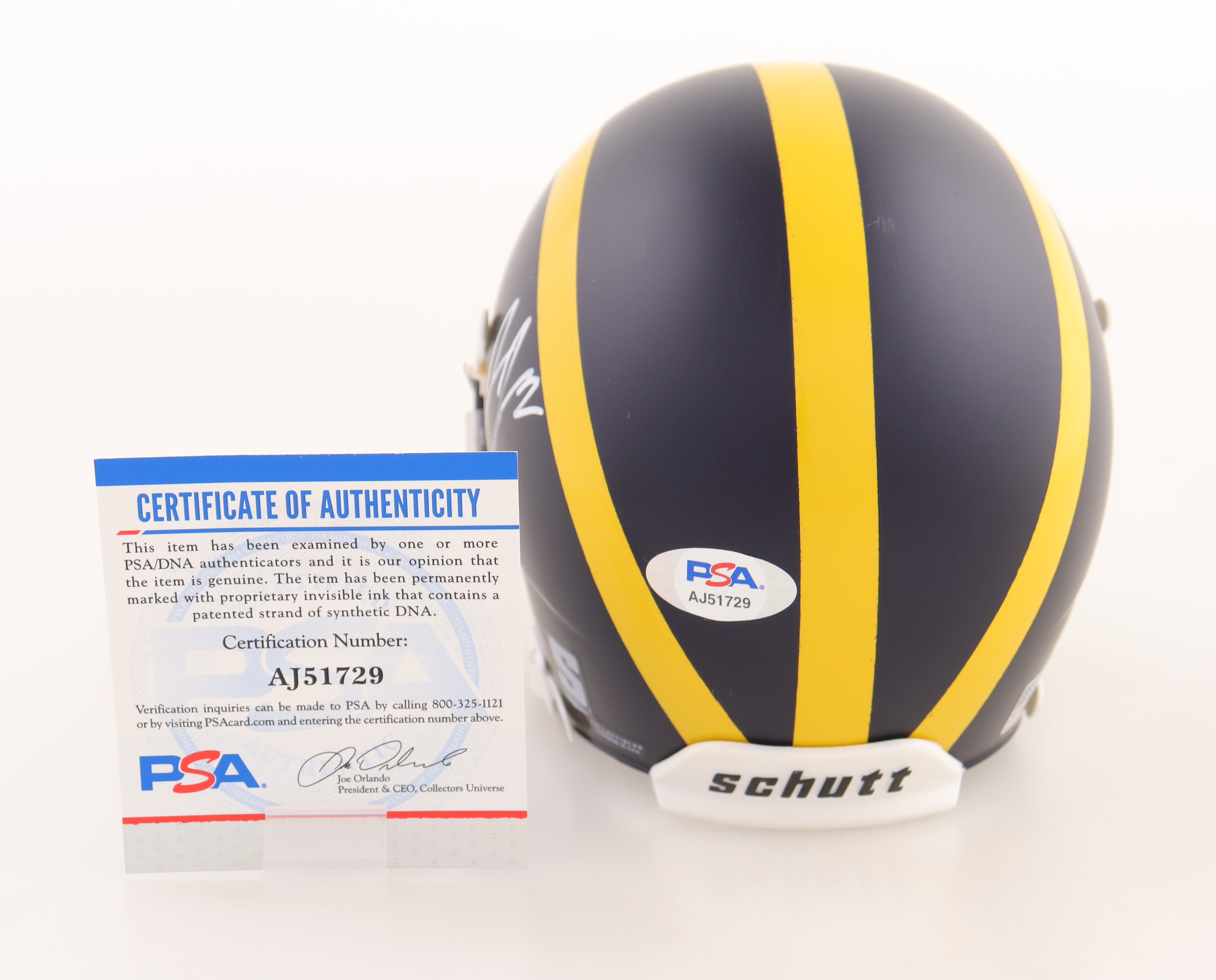 J. J. McCarthy Signed Michigan Wolverines Mini Helmet (PSA) at PristineAuction.com J. J. McCarthy Signed Michigan Wolverines Mini Helmet (PSA) at PristineAuction.com