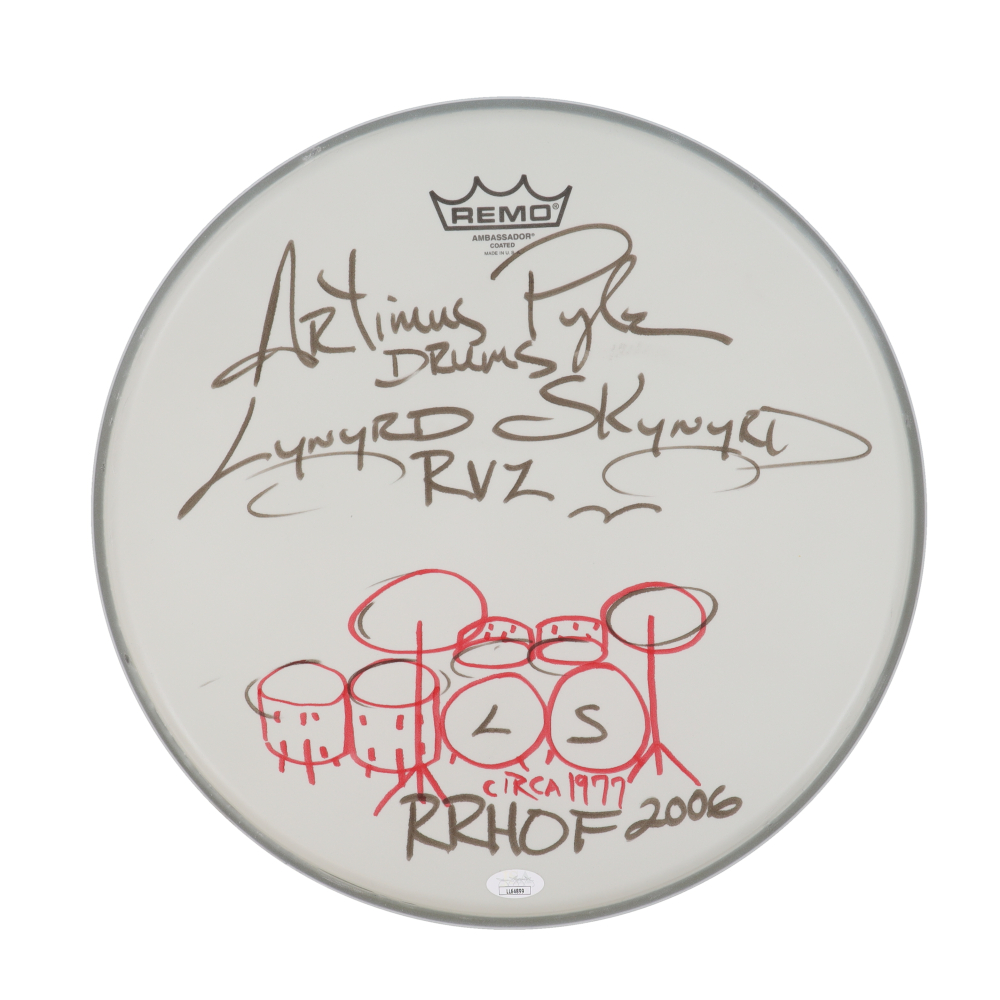 Artimus Pyle Signed 14.5" Drum Head With Multiple Inscriptions with