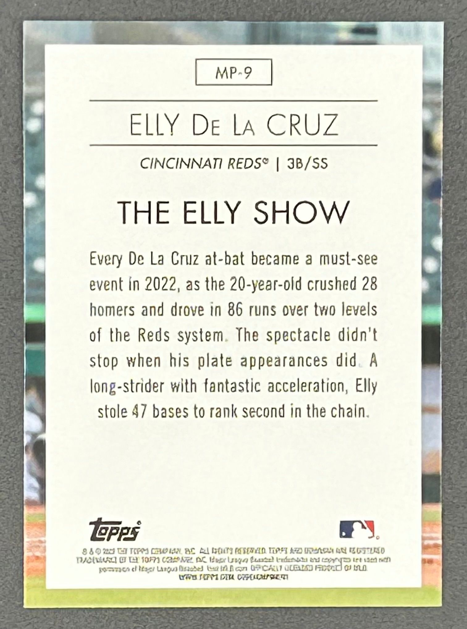 Elly De La Cruz 2023 Bowman Chrome Modern Prospect #MP9 RC at PristineAuction.com Elly De La Cruz 2023 Bowman Chrome Modern Prospect #MP9 RC at PristineAuction.com