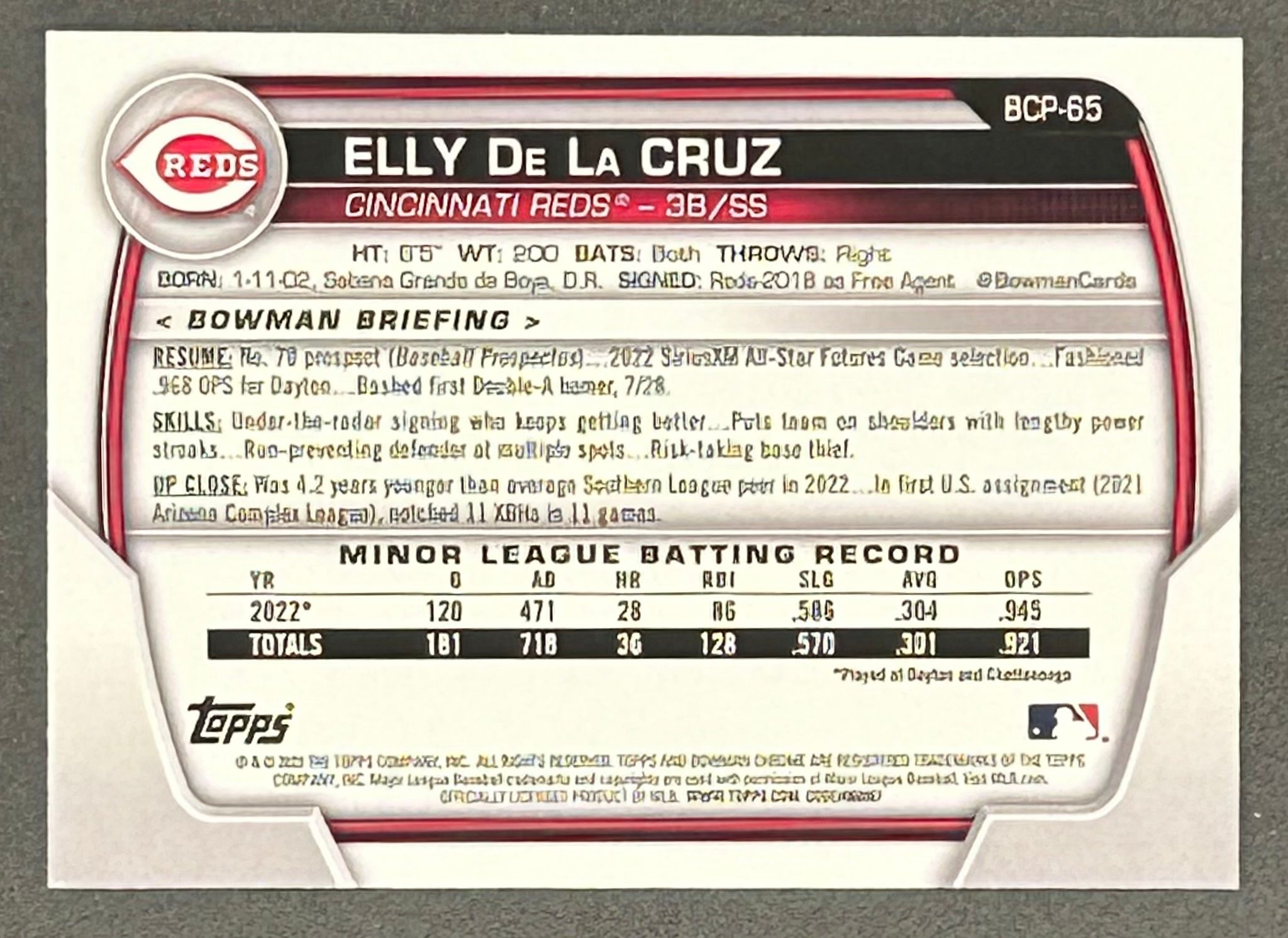 Elly De La Cruz 2023 Bowman Chrome Mega Box Prospects #BCP65 RC at PristineAuction.com Elly De La Cruz 2023 Bowman Chrome Mega Box Prospects #BCP65 RC at PristineAuction.com