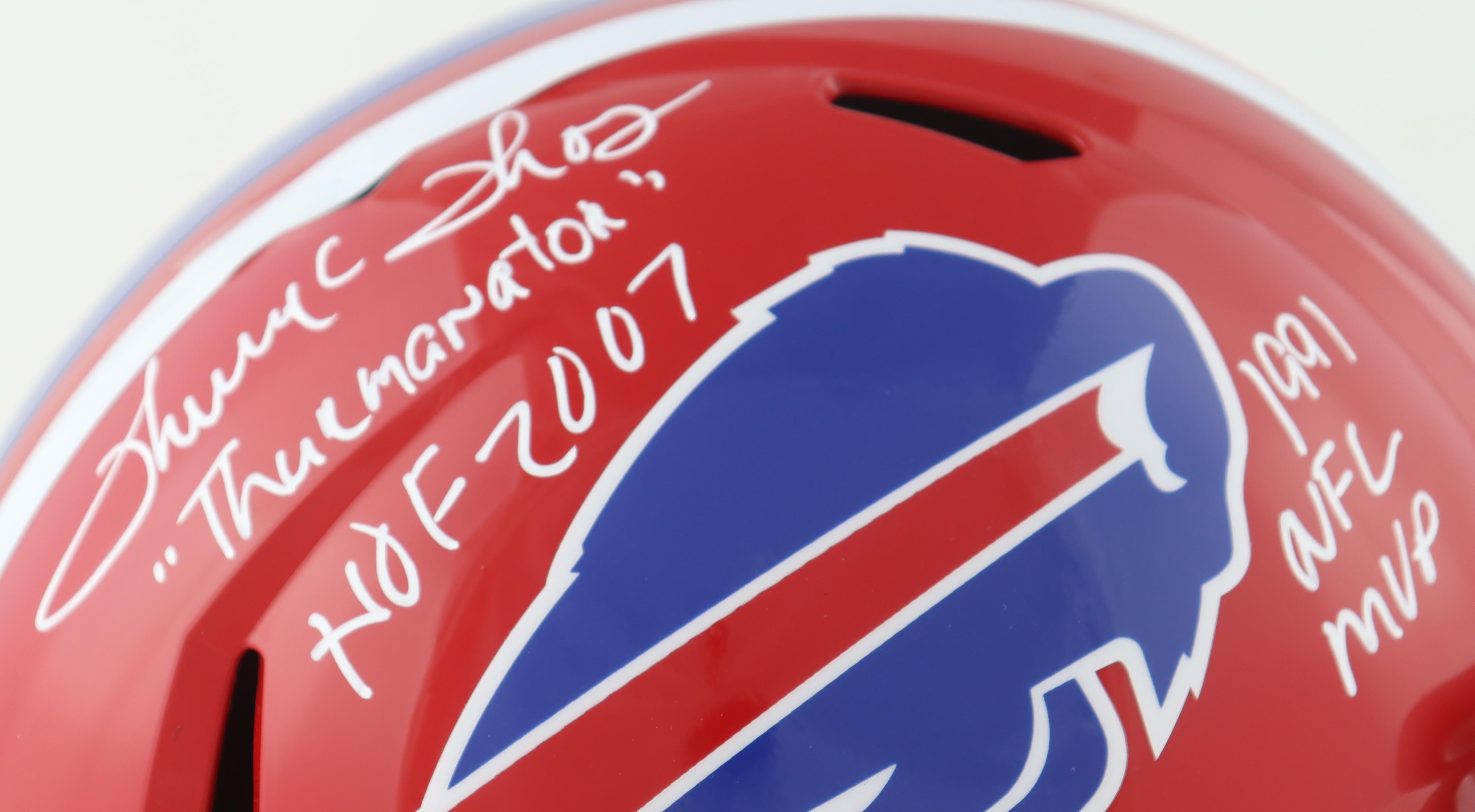 Thurman Thomas Signed Bills Full-Size Speed Helmet Inscribed "Thurmanator", "HOF 2007" & "1991 NFL MVP" (Beckett) at PristineAuction.com Thurman Thomas Signed Bills Full-Size Speed Helmet Inscribed "Thurmanator", "HOF 2007" & "1991 NFL MVP" (Beckett) at PristineAuction.com