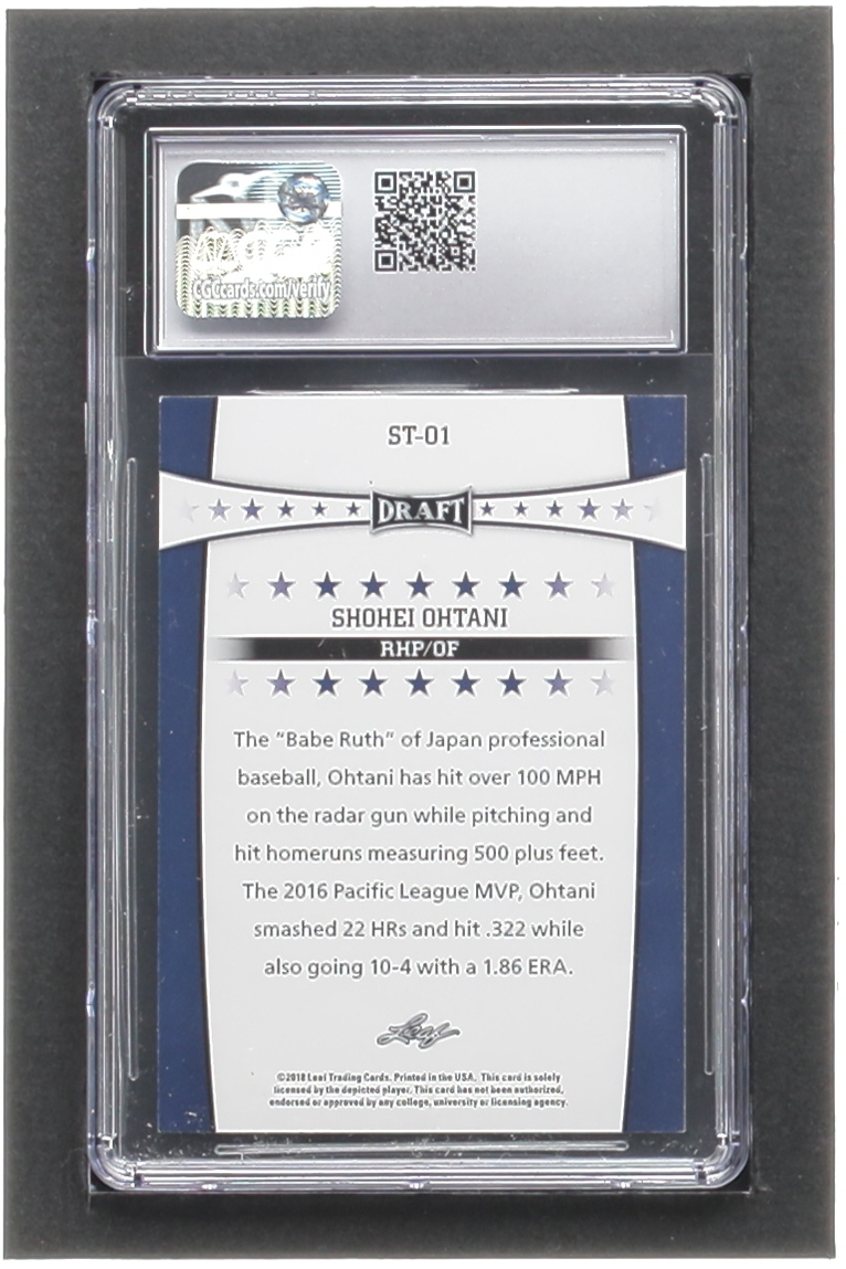 Shohei Ohtani 2018 Leaf Ohtani Draft Stars #ST01 (CGC 8.5) at PristineAuction.com Shohei Ohtani 2018 Leaf Ohtani Draft Stars #ST01 (CGC 8.5) at PristineAuction.com