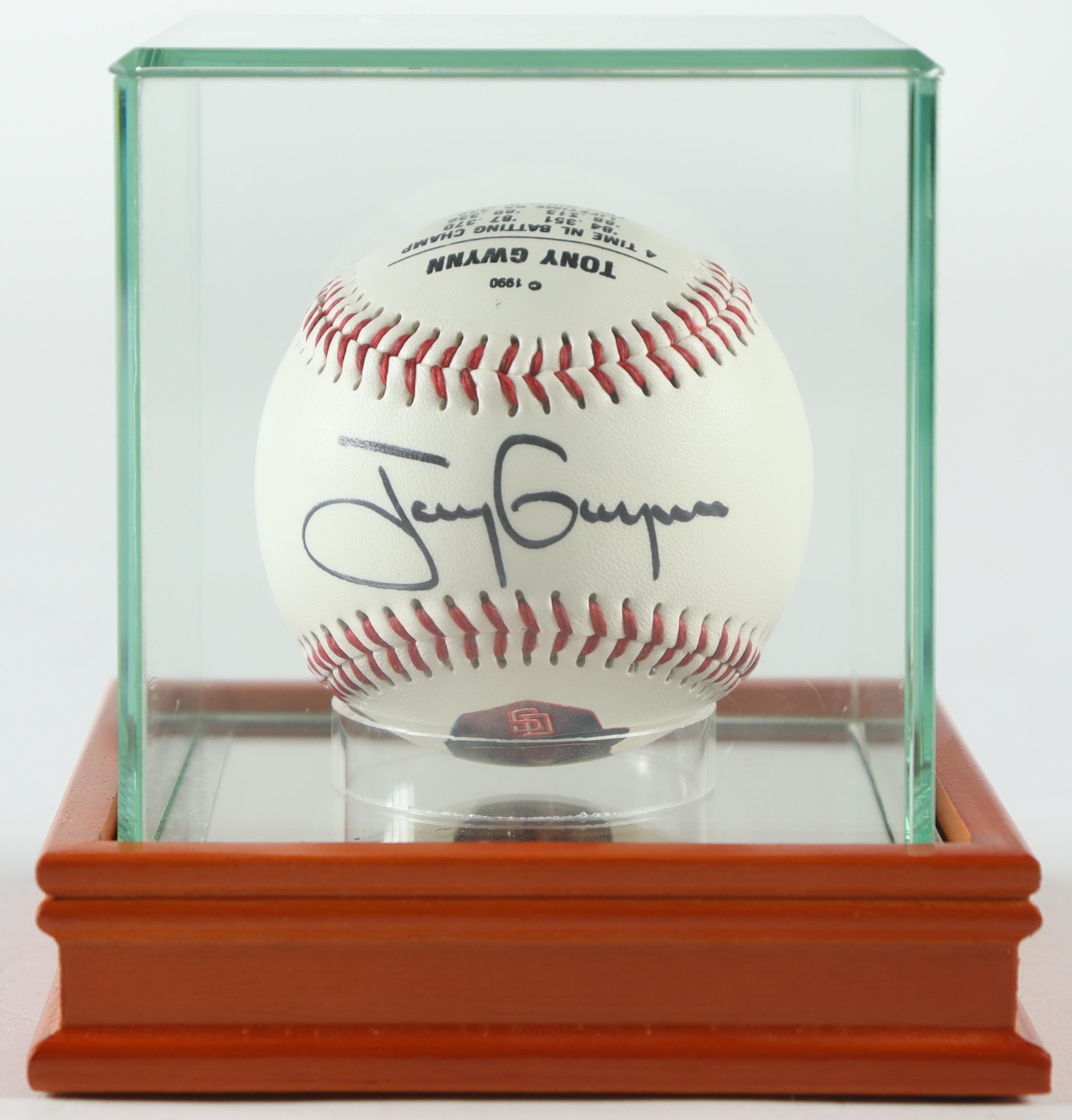 Tony Gwynn Signed Commemorative Career Stat Baseball With Glass & Wood Display Case (PSA) at PristineAuction.com Tony Gwynn Signed Commemorative Career Stat Baseball With Glass & Wood Display Case (PSA) at PristineAuction.com