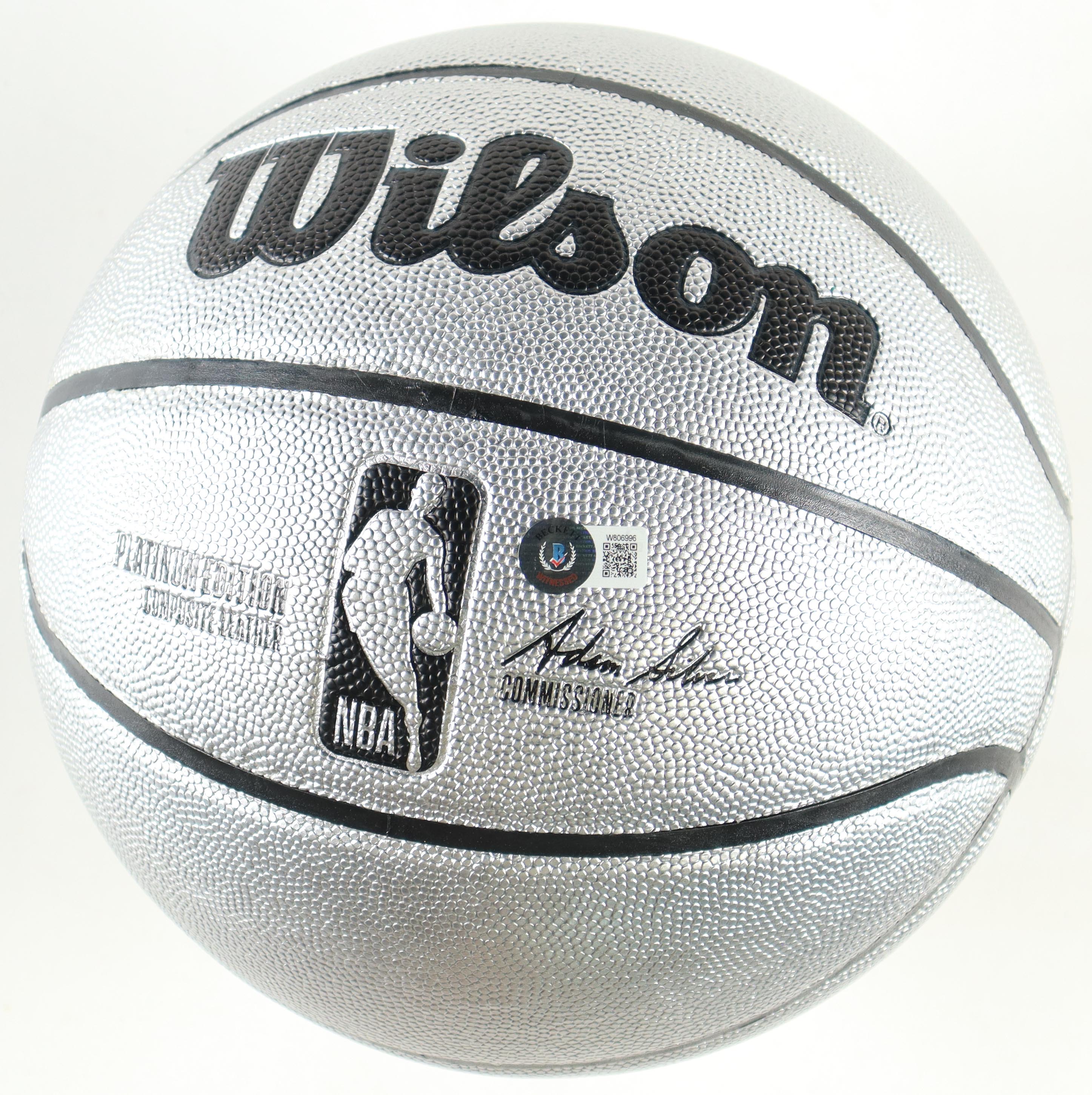 Julies "Dr. J" Erving Signed NBA Platinum Edition Basketball with New Acrylic Display Case & Name Plate (Beckett) at PristineAuction.com Julies "Dr. J" Erving Signed NBA Platinum Edition Basketball with New Acrylic Display Case & Name Plate (Beckett) at PristineAuction.com