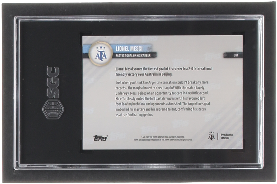 Lionel Messi 2023 Topps Now Argentina #001 (SGC 10) at PristineAuction.com Lionel Messi 2023 Topps Now Argentina #001 (SGC 10) at PristineAuction.com