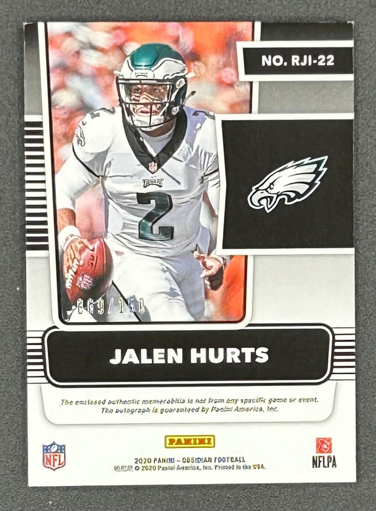 Jalen Hurts 2020 Panini Obsidian Rookie Jersey Ink #22 #069/150 RC at PristineAuction.com Jalen Hurts 2020 Panini Obsidian Rookie Jersey Ink #22 #069/150 RC at PristineAuction.com