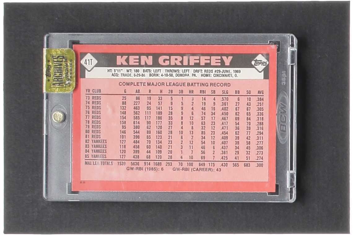 Ken Griffey 2016 Topps Archives Signature Series / 1986 Topps Traded #41T #40/63 at PristineAuction.com Ken Griffey 2016 Topps Archives Signature Series / 1986 Topps Traded #41T #40/63 at PristineAuction.com