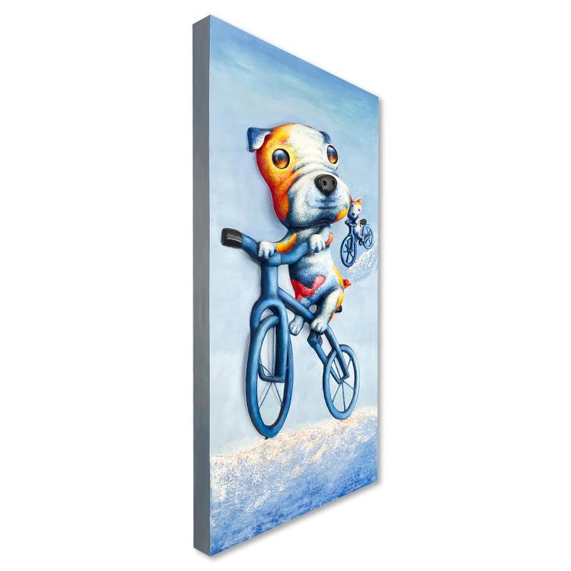 Wang Signed "Biking Brothers" LE Hand-Painted Bas Relief Sculpture (PA) at PristineAuction.com Wang Signed "Biking Brothers" LE Hand-Painted Bas Relief Sculpture (PA) at PristineAuction.com