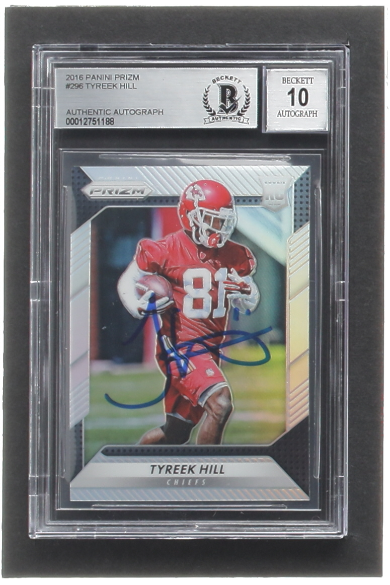 Tyreek Hill Signed 2016 Panini Prizm #296 RC (BGS | Autograph Graded 10) at PristineAuction.com Tyreek Hill Signed 2016 Panini Prizm #296 RC (BGS | Autograph Graded 10) at PristineAuction.com