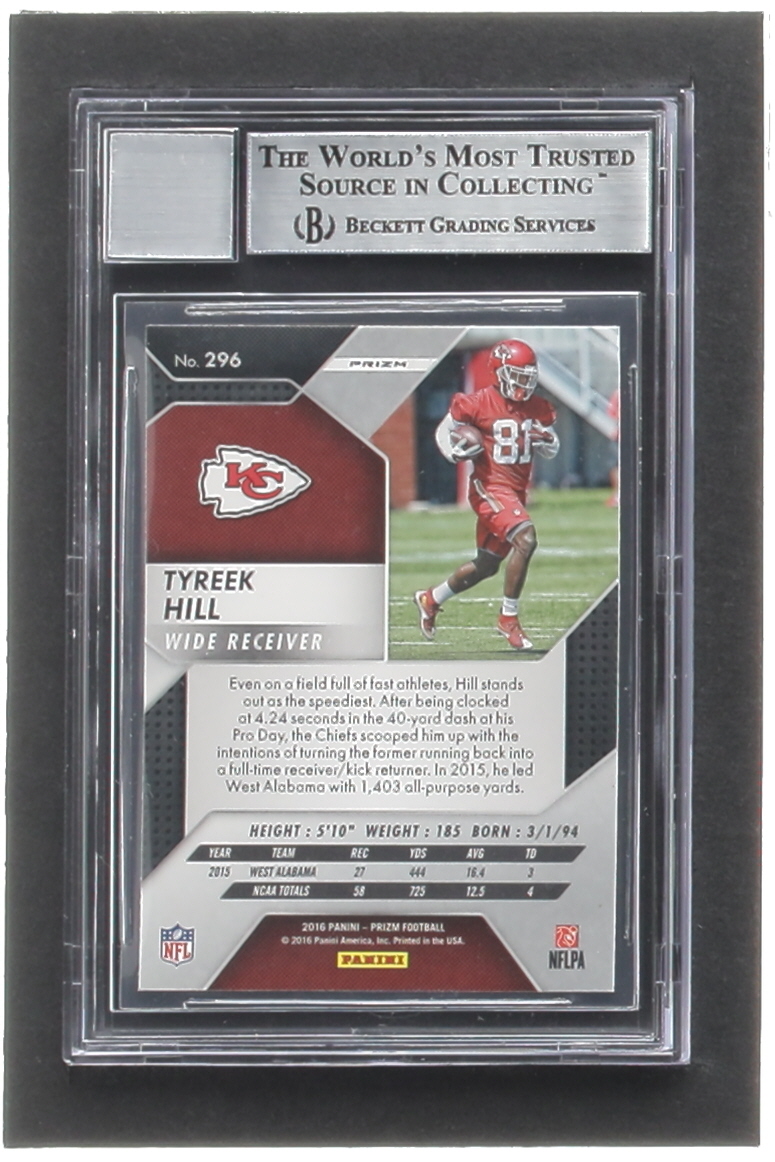 Tyreek Hill Signed 2016 Panini Prizm #296 RC (BGS | Autograph Graded 10) at PristineAuction.com Tyreek Hill Signed 2016 Panini Prizm #296 RC (BGS | Autograph Graded 10) at PristineAuction.com