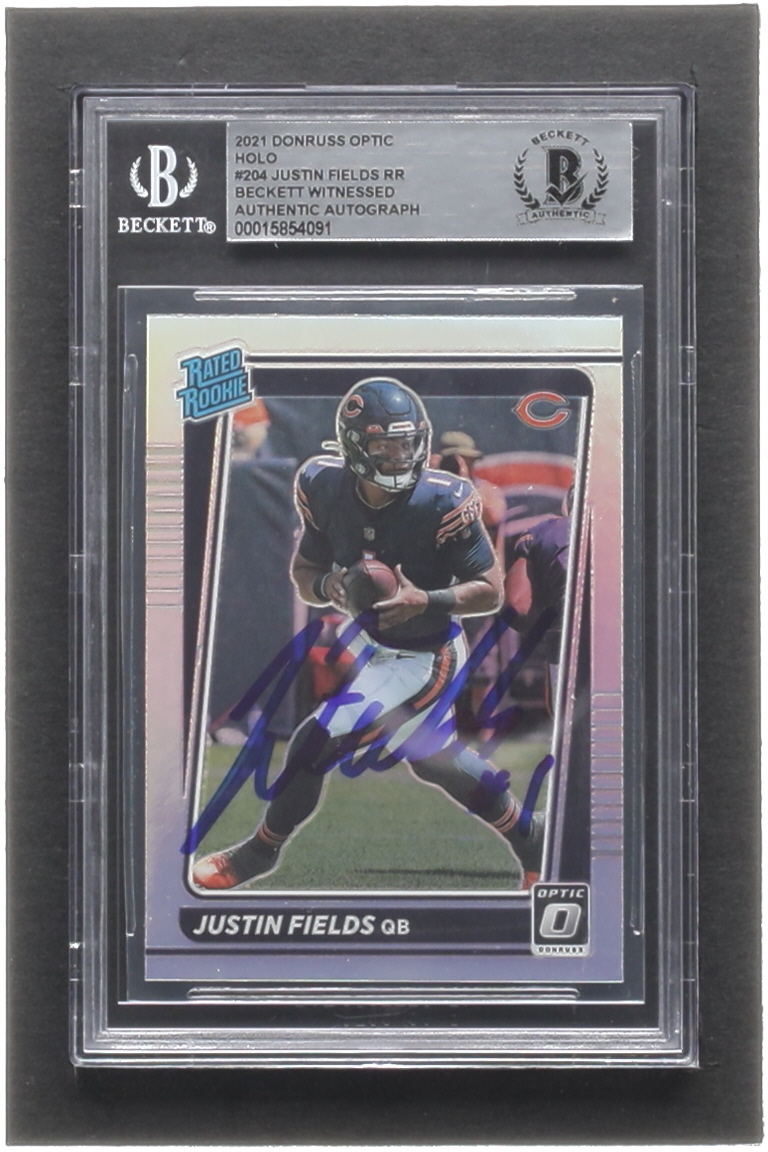 Justin Fields Signed 2021 Donruss Optic Holo #166 RR (BGS) at PristineAuction.com Justin Fields Signed 2021 Donruss Optic Holo #166 RR (BGS) at PristineAuction.com