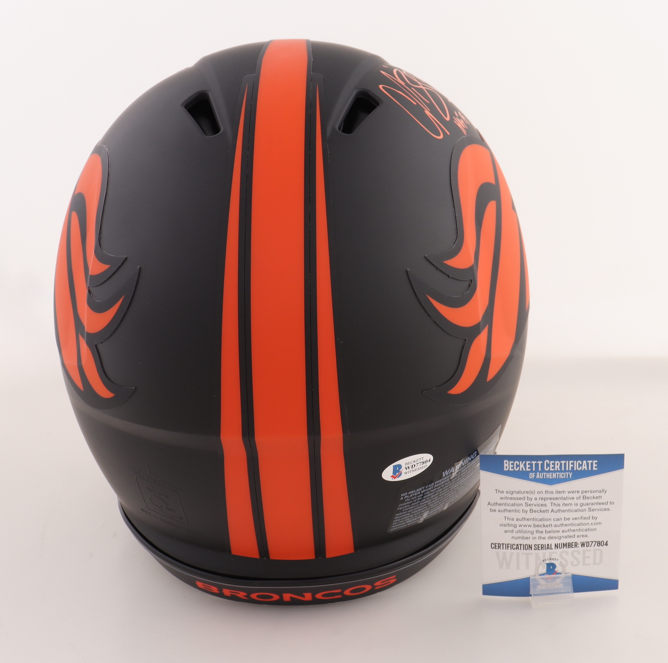 Champ Bailey Signed Broncos Full-Size Authentic Eclipse Alternate Speed Helmet Inscribed "HOF 19" (Beckett) at PristineAuction.com Champ Bailey Signed Broncos Full-Size Authentic Eclipse Alternate Speed Helmet Inscribed "HOF 19" (Beckett) at PristineAuction.com