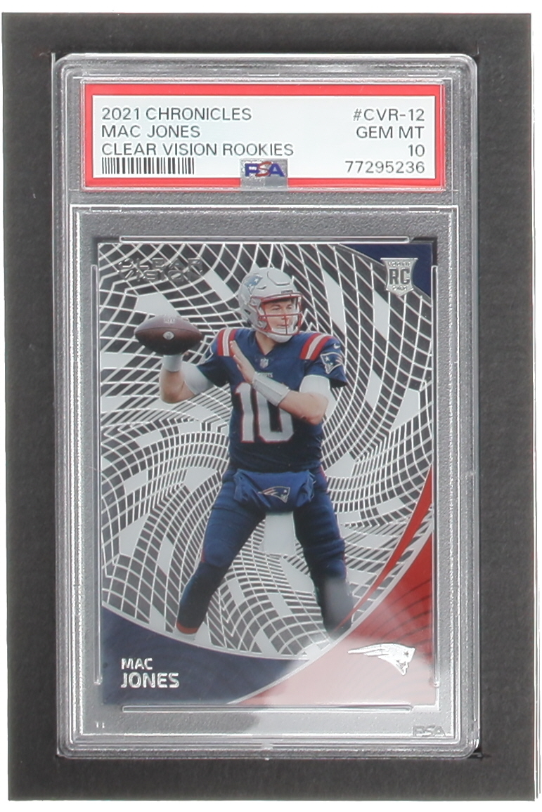 Mac Jones 2021 Panini Chronicles Clear Vision Rookies #12 RC (PSA 10) at PristineAuction.com Mac Jones 2021 Panini Chronicles Clear Vision Rookies #12 RC (PSA 10) at PristineAuction.com