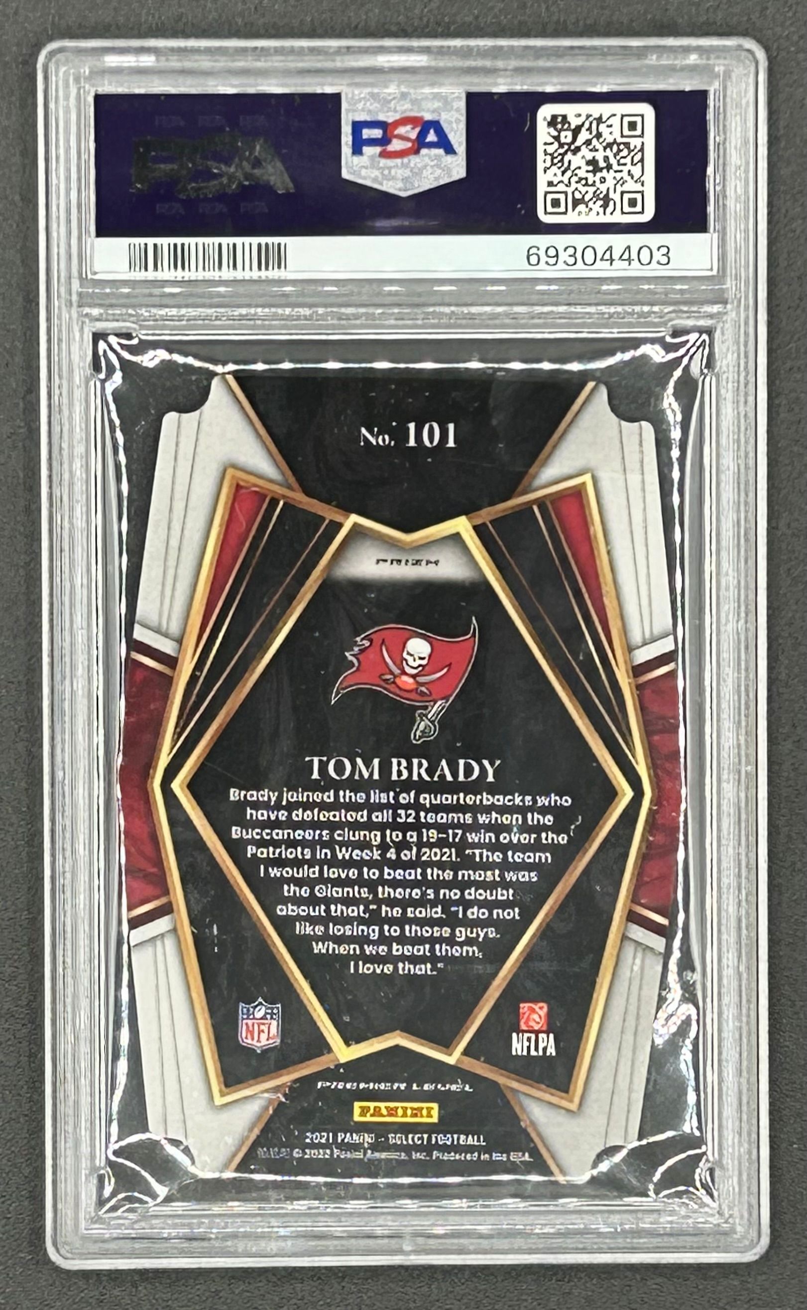 Tom Brady 2021 Select Prizm Silver Die Cut #101 (PSA 9) at PristineAuction.com Tom Brady 2021 Select Prizm Silver Die Cut #101 (PSA 9) at PristineAuction.com