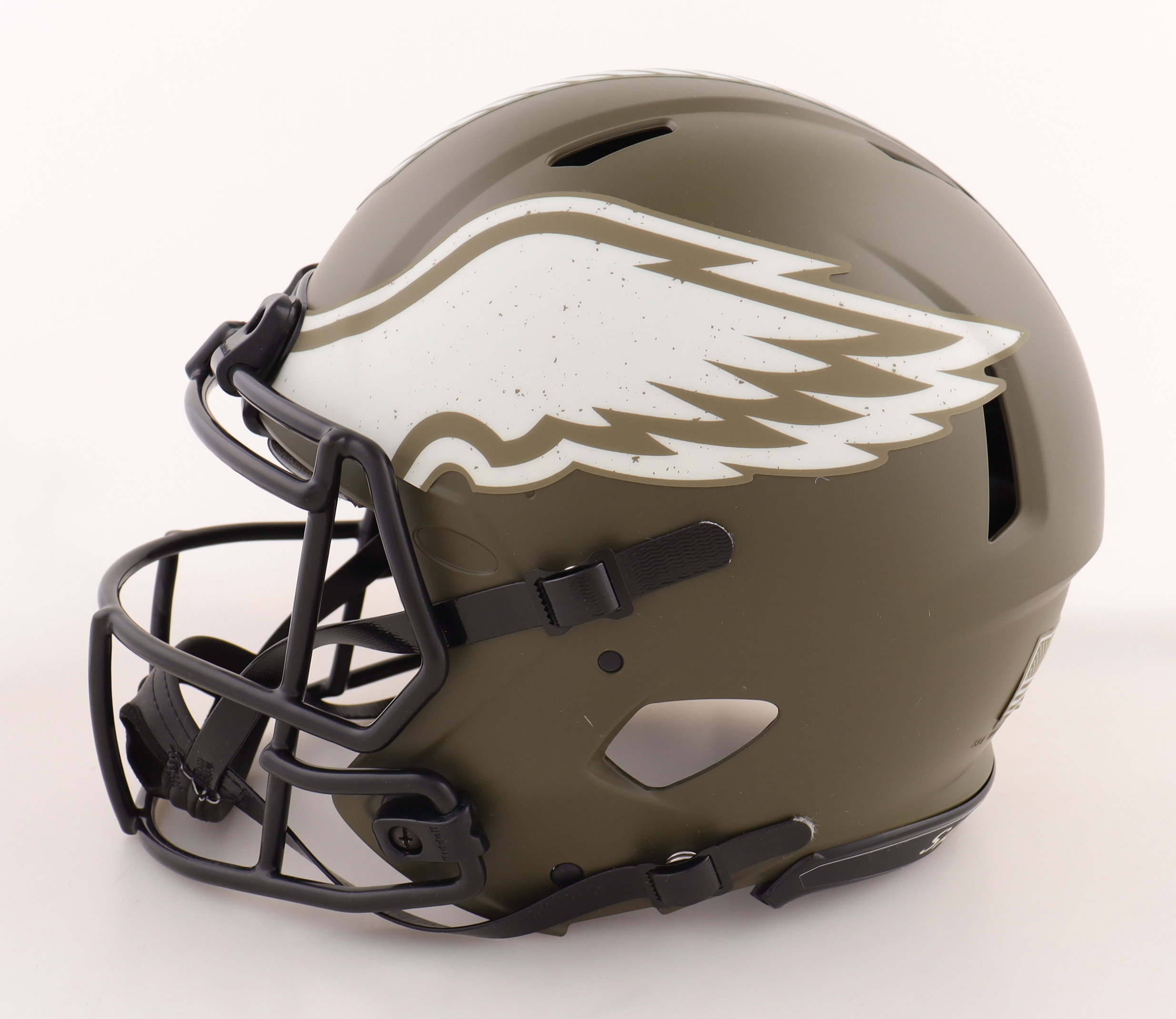 Brian Dawkins Signed Full Size Authentic Eagles Salute To Service Alternate Speed Helmet Inscribed "HOF 18" & "Weapon X!!!" (Beckett & Prova) at PristineAuction.com Brian Dawkins Signed Full Size Authentic Eagles Salute To Service Alternate Speed Helmet Inscribed "HOF 18" & "Weapon X!!!" (Beckett & Prova) at PristineAuction.com