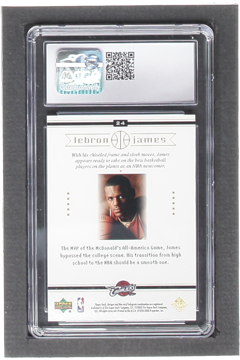 LeBron James 2003 Upper Deck LeBron James Box Set #24 RC / The Next Level (CGC 10) at PristineAuction.com LeBron James 2003 Upper Deck LeBron James Box Set #24 RC / The Next Level (CGC 10) at PristineAuction.com