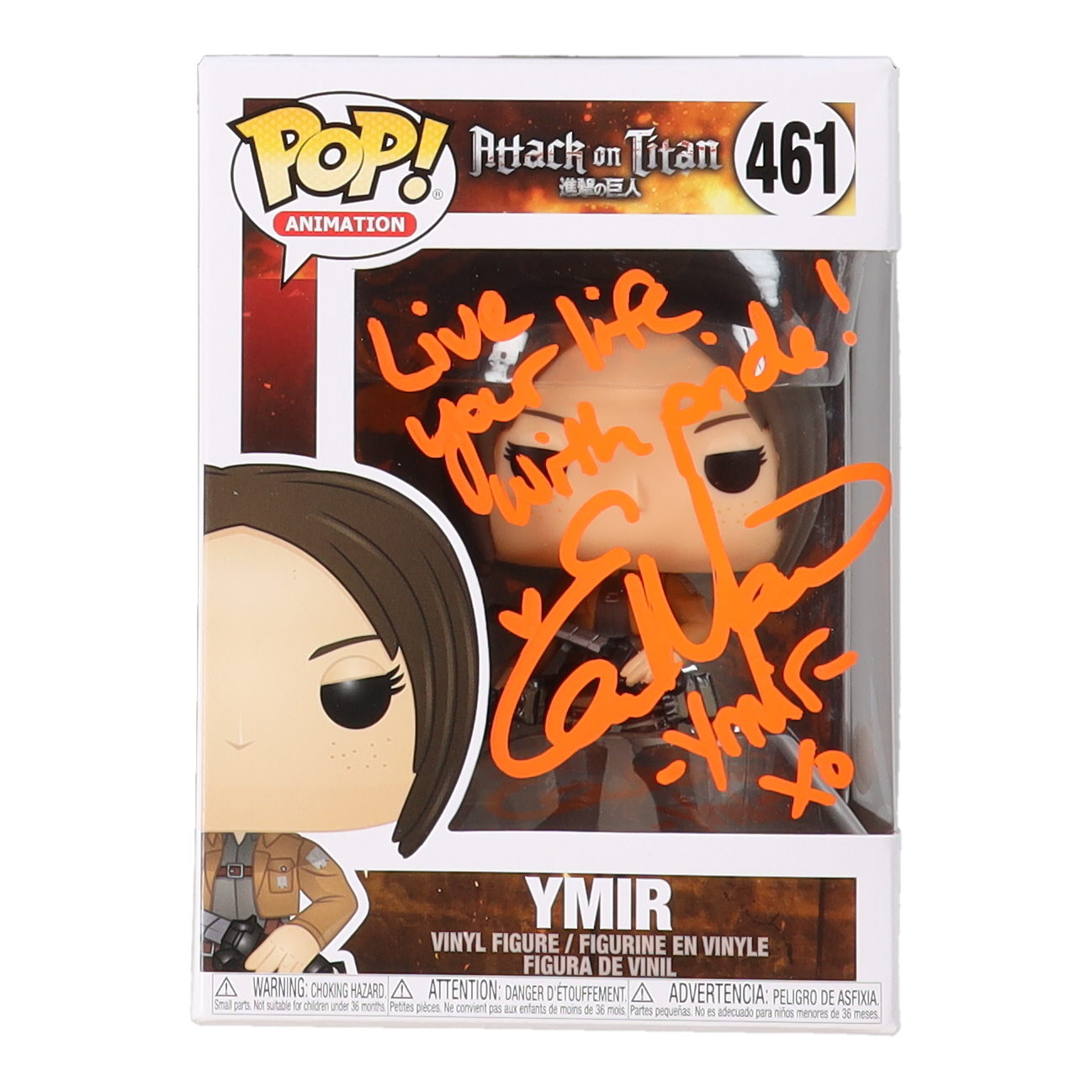 Elizabeth Maxwell Signed "Attack on Titan" #461 Ymir Funko Pop! Vinyl Figure with Inscription (JSA) at PristineAuction.com Elizabeth Maxwell Signed "Attack on Titan" #461 Ymir Funko Pop! Vinyl Figure with Inscription (JSA) at PristineAuction.com