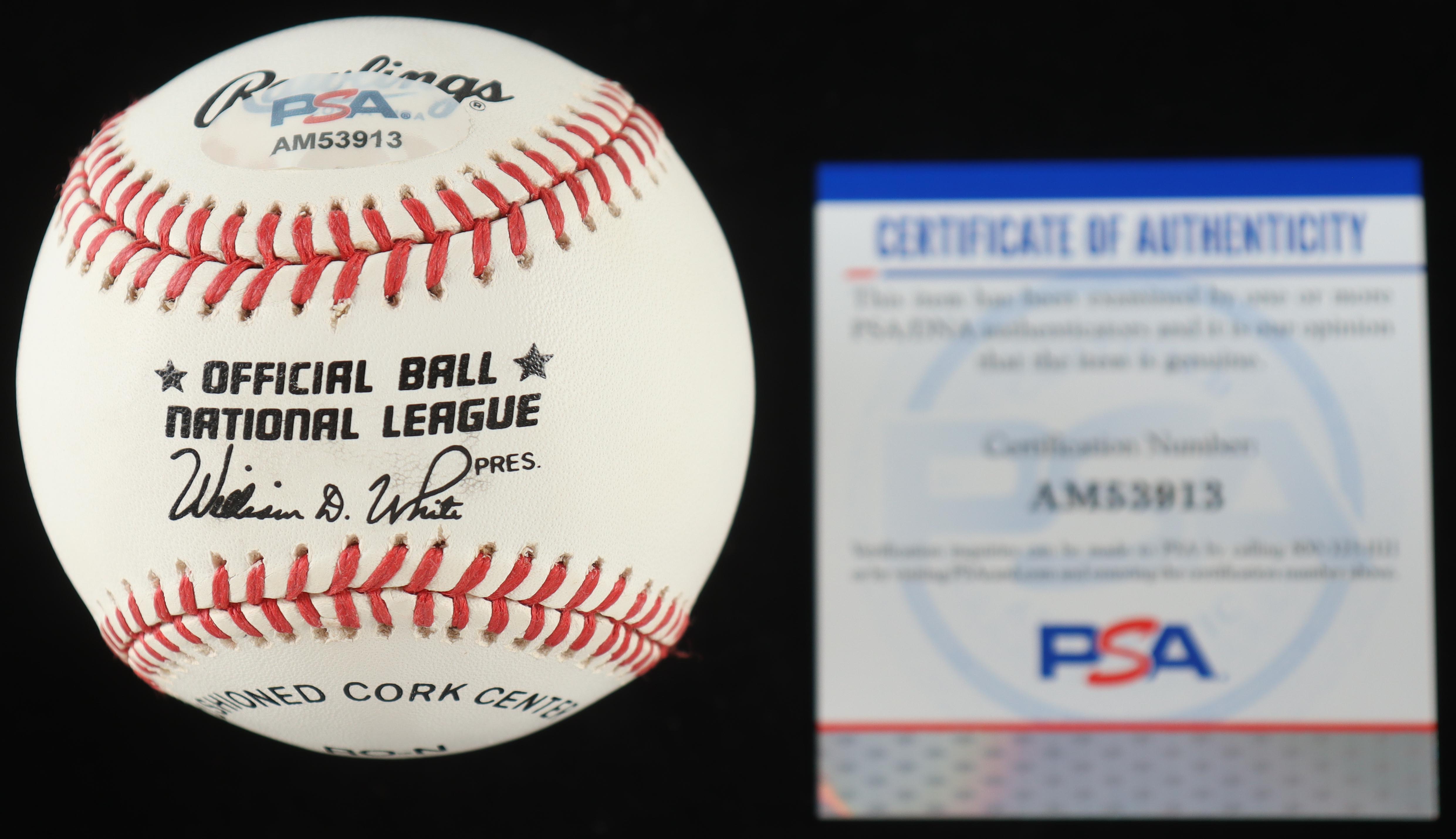 Andre Dawson Signed ONL Baseball with Glass & Wood Display Case (PSA) at PristineAuction.com Andre Dawson Signed ONL Baseball with Glass & Wood Display Case (PSA) at PristineAuction.com