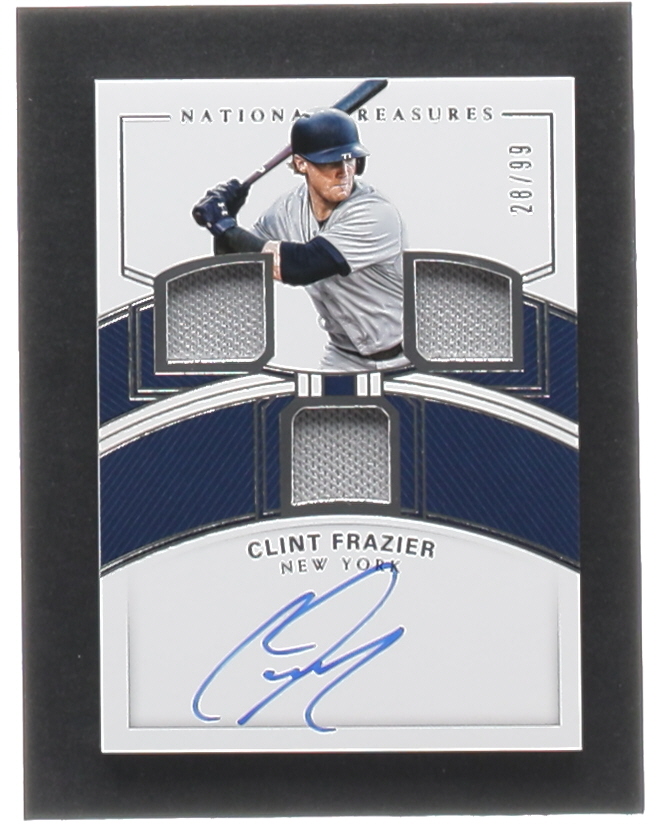 Clint Frazier 2018 Panini National Treasures Rookie Triple Material Ink #15 RC #28/99 at PristineAuction.com Clint Frazier 2018 Panini National Treasures Rookie Triple Material Ink #15 RC #28/99 at PristineAuction.com