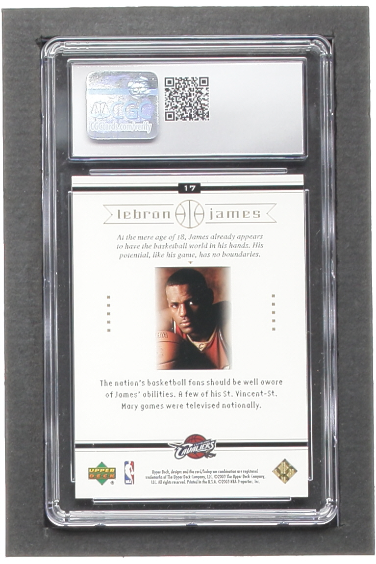 LeBron James 2003 Upper Deck LeBron James Box Set #17 RC / On the Air (CGC 10) at PristineAuction.com LeBron James 2003 Upper Deck LeBron James Box Set #17 RC / On the Air (CGC 10) at PristineAuction.com