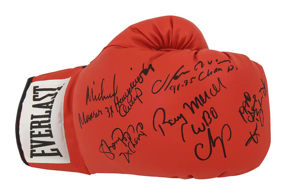 Everlast Boxing Glove Signed by (5) with James "Buster" Douglas, Oliver McCall, Michael Moorer, Shannon Briggs & Champ Inscriptions (Schwartz) at PristineAuction.com Everlast Boxing Glove Signed by (5) with James "Buster" Douglas, Oliver McCall, Michael Moorer, Shannon Briggs & Champ Inscriptions (Schwartz) at PristineAuction.com