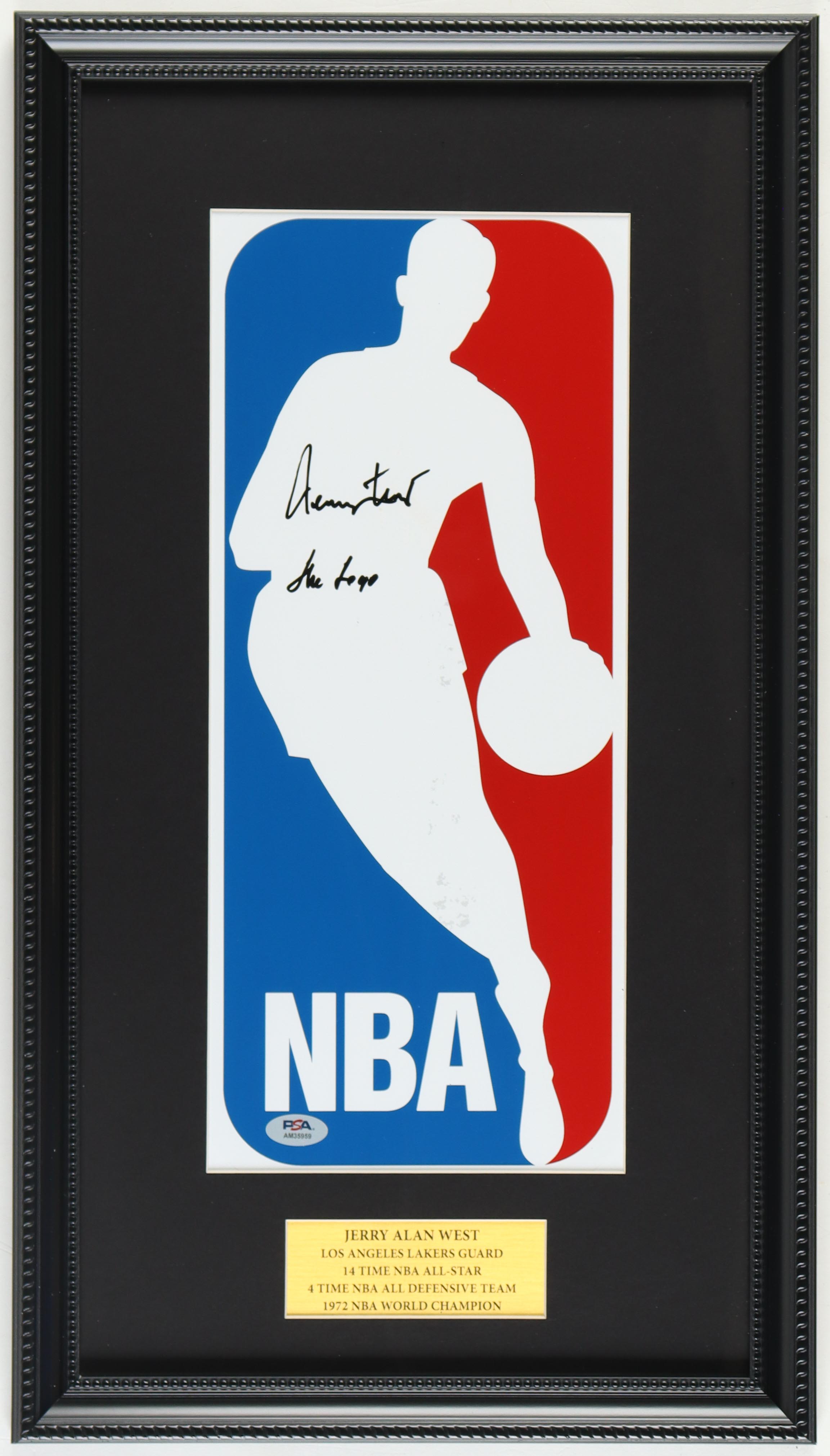 Jerry West Signed NBA Logo Custom Framed Photo Display Inscribed "The Logo" (PSA) at PristineAuction.com Jerry West Signed NBA Logo Custom Framed Photo Display Inscribed "The Logo" (PSA) at PristineAuction.com