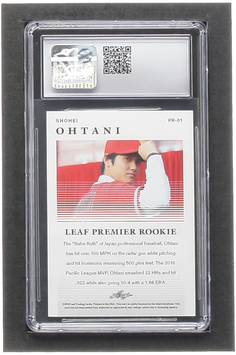 Shohei Ohtani 2018 Leaf Premier Rookies #PR01 RC (CGC 9.5) at PristineAuction.com Shohei Ohtani 2018 Leaf Premier Rookies #PR01 RC (CGC 9.5) at PristineAuction.com